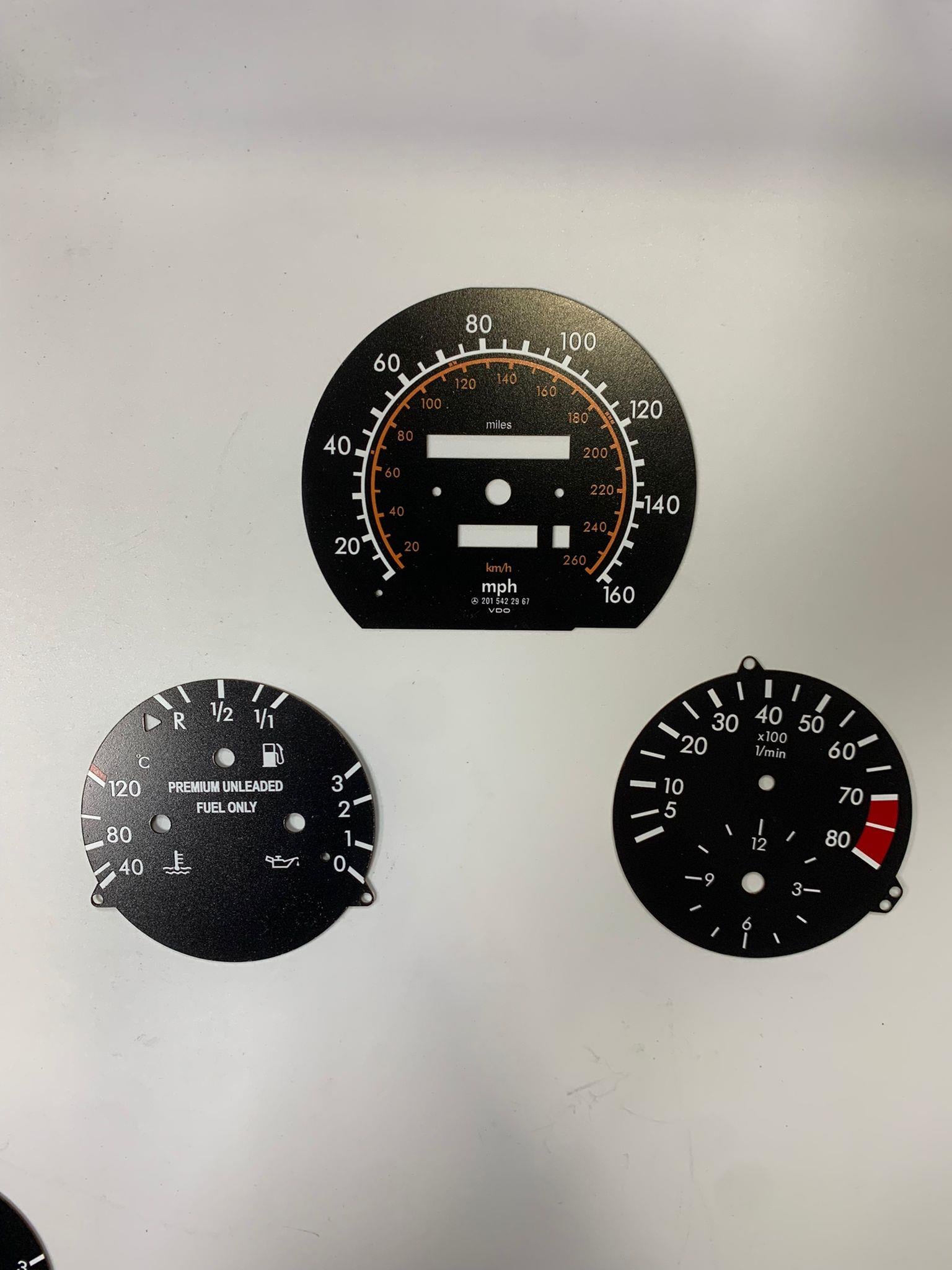 for Mercedes Benz W124 C124 S124 A124 PVC INDICATOR DASBOARD Amg Style Usa style Speedmeter 8.000 rpm