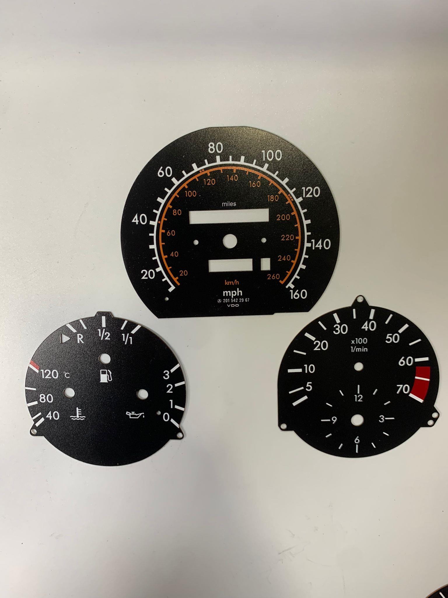 for Mercedes Benz W124 C124 S124 A124 PVC INDICATOR DASBOARD Amg Style Usa style Speedmeter 7.000 rpm