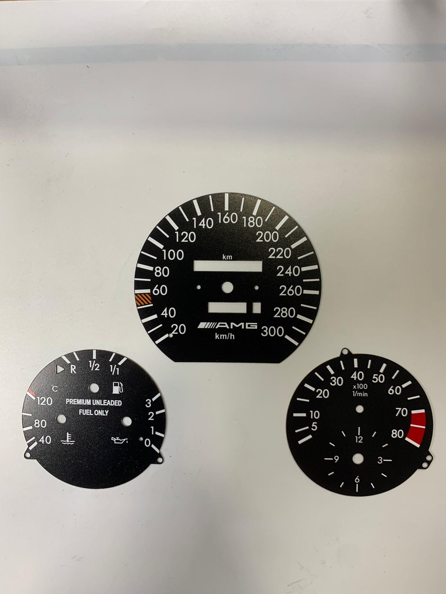 for Mercedes Benz W124 C124 S124 A124 PVC INDICATOR DASBOARD Amg Style Speedmeter 8.000 rpm