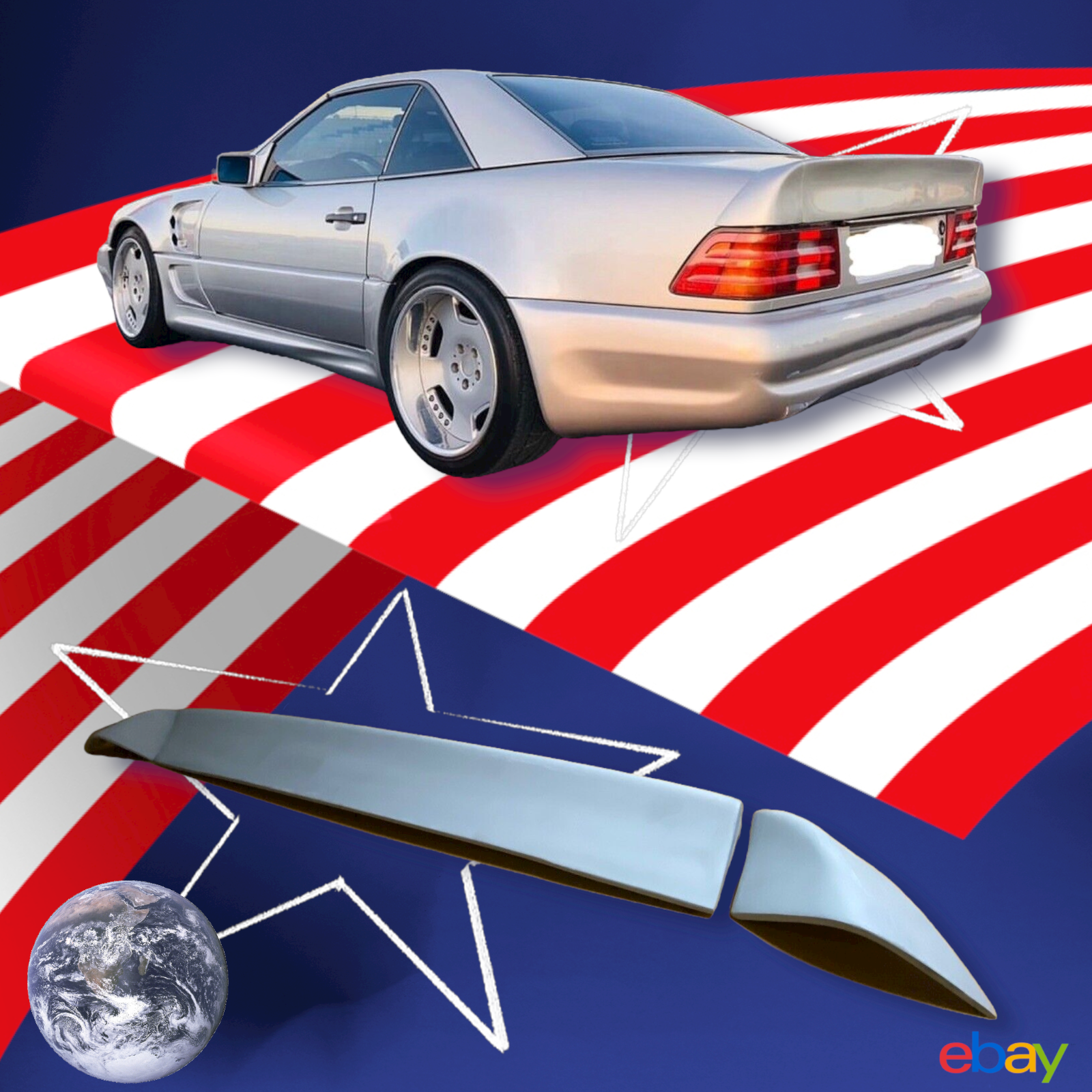 For Mercedes SL R129 1989-2001 Sport Rear Trunk Spoiler Ducktail Frp Fiberglass 