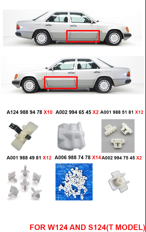 FOR MERCEDES W124 CLİPS For Right and Left Front Door Set Clips Staples Sacco Planking 52 piece