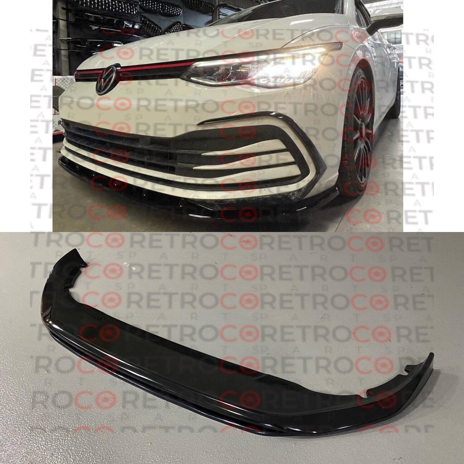 For Volkswagen VW Golf MK8 Gloss Black Front Bumper Lip 2 Piece