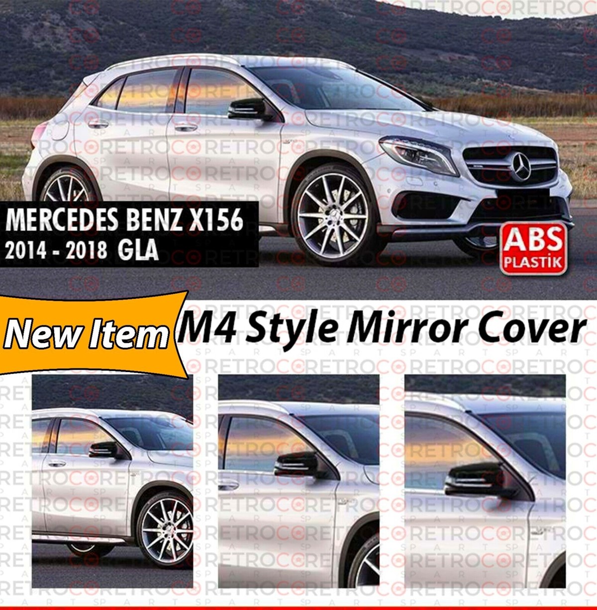 GLA X156 Batman Mirror Cover Piano Black  2014-2019 X156