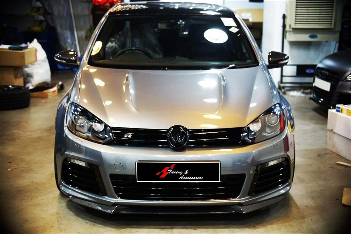 Golf 6 3 Pieces R Model Front Lip Piano Black Vacuum Plastic 2008 - 2012  Mk6