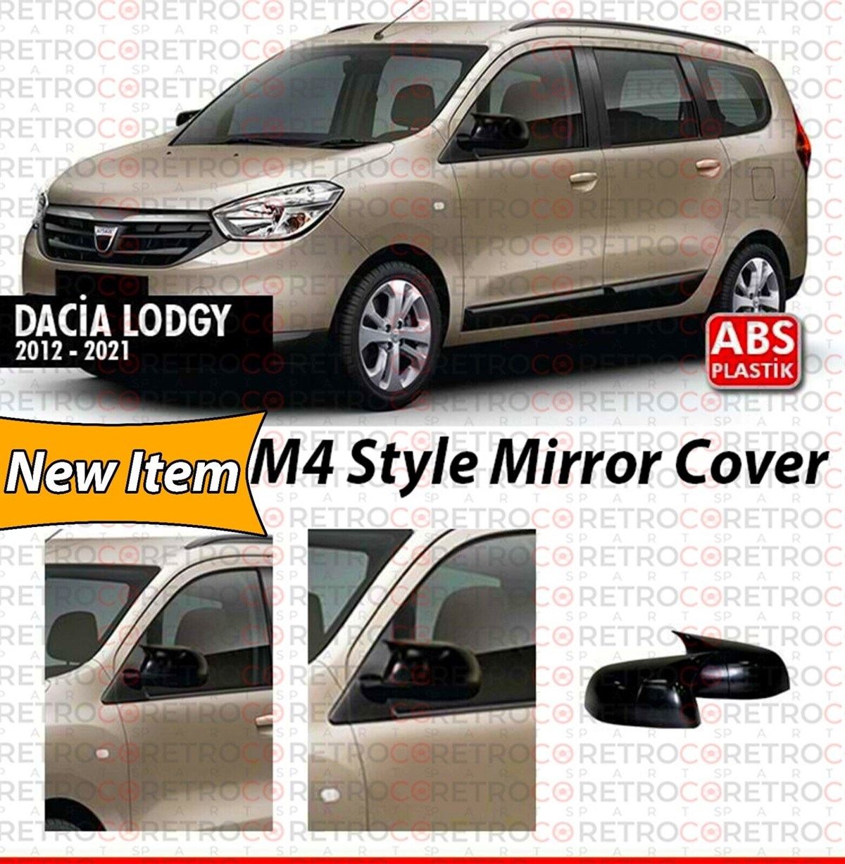 Lodgy Batman Mirror Cover Piano Black  2012 - 2021 2013 - 2021