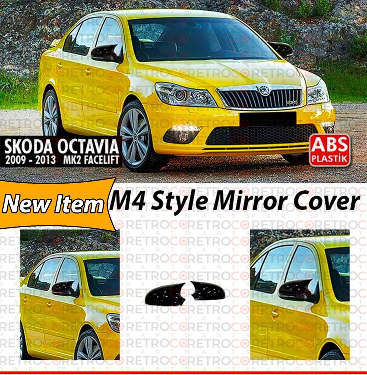 Octavia Mk2 A5 Fascelift Batman Mirror Cover Piano Black  2009-2013