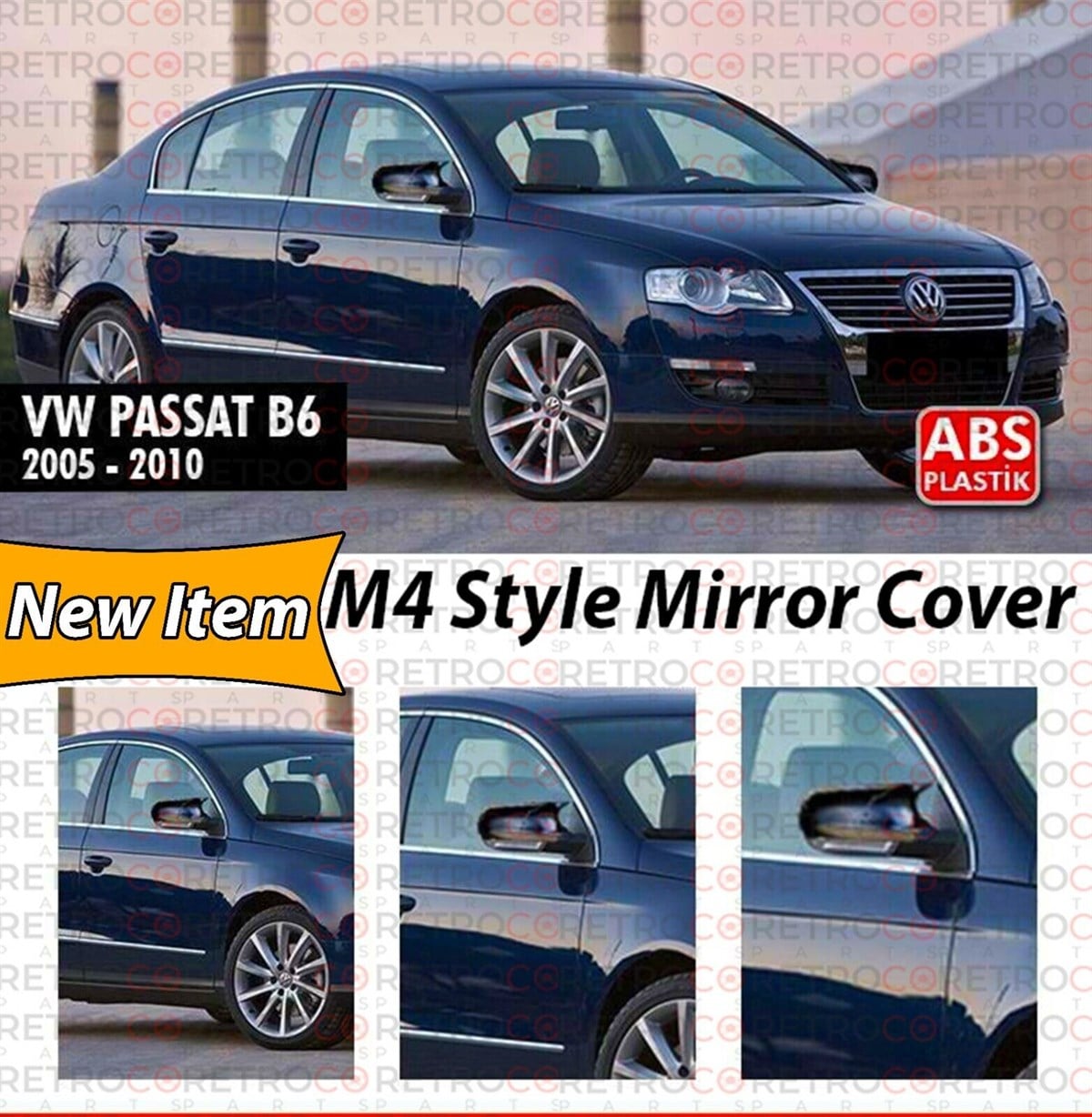 Passat B6 Batman Mirror Cover Piano Black  2005-2010 Passat B6