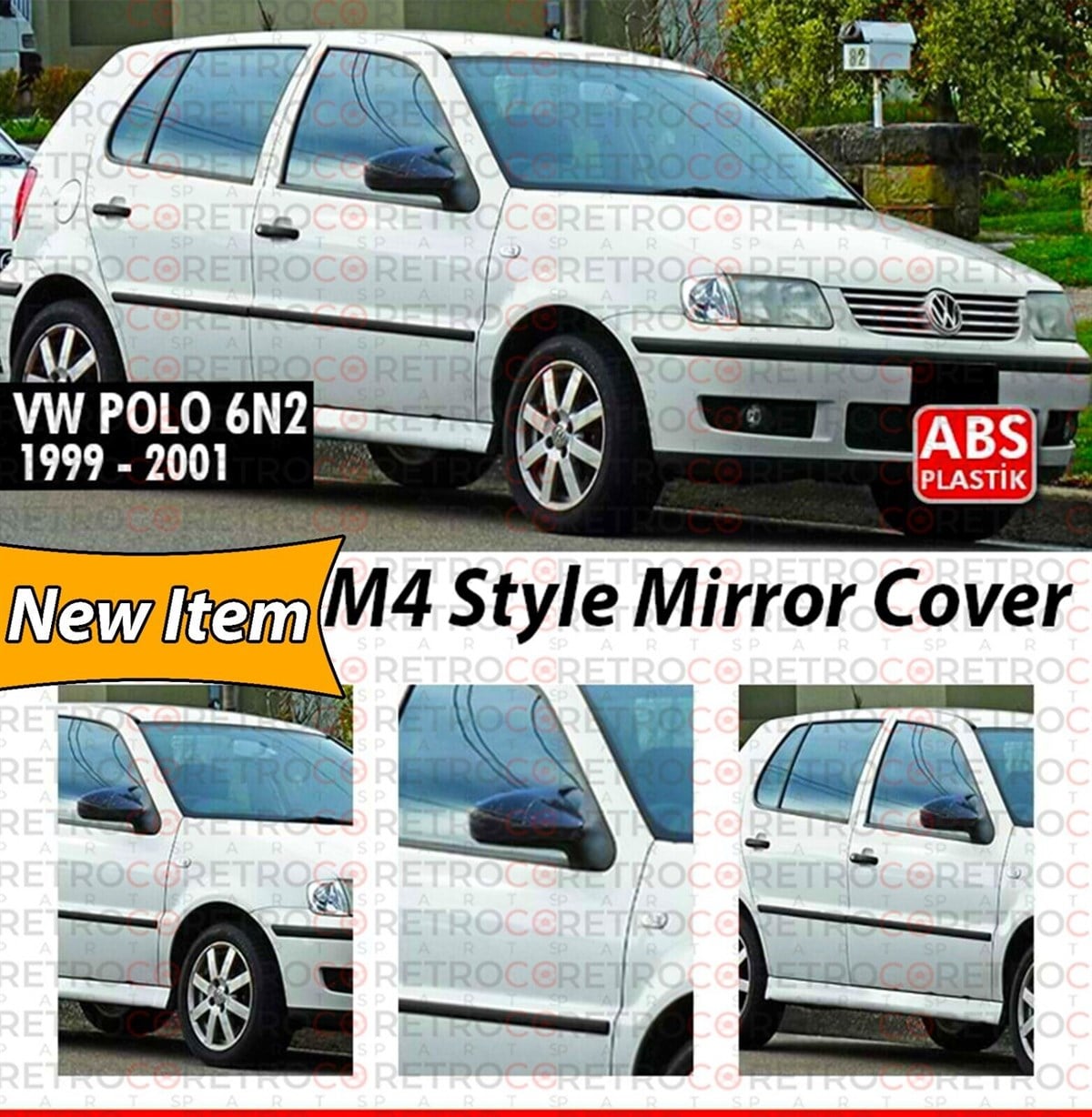 Polo Mk3 6N2 Batman Mirror Cover Piano Black  1999-2001 Mk3 FL 6N2