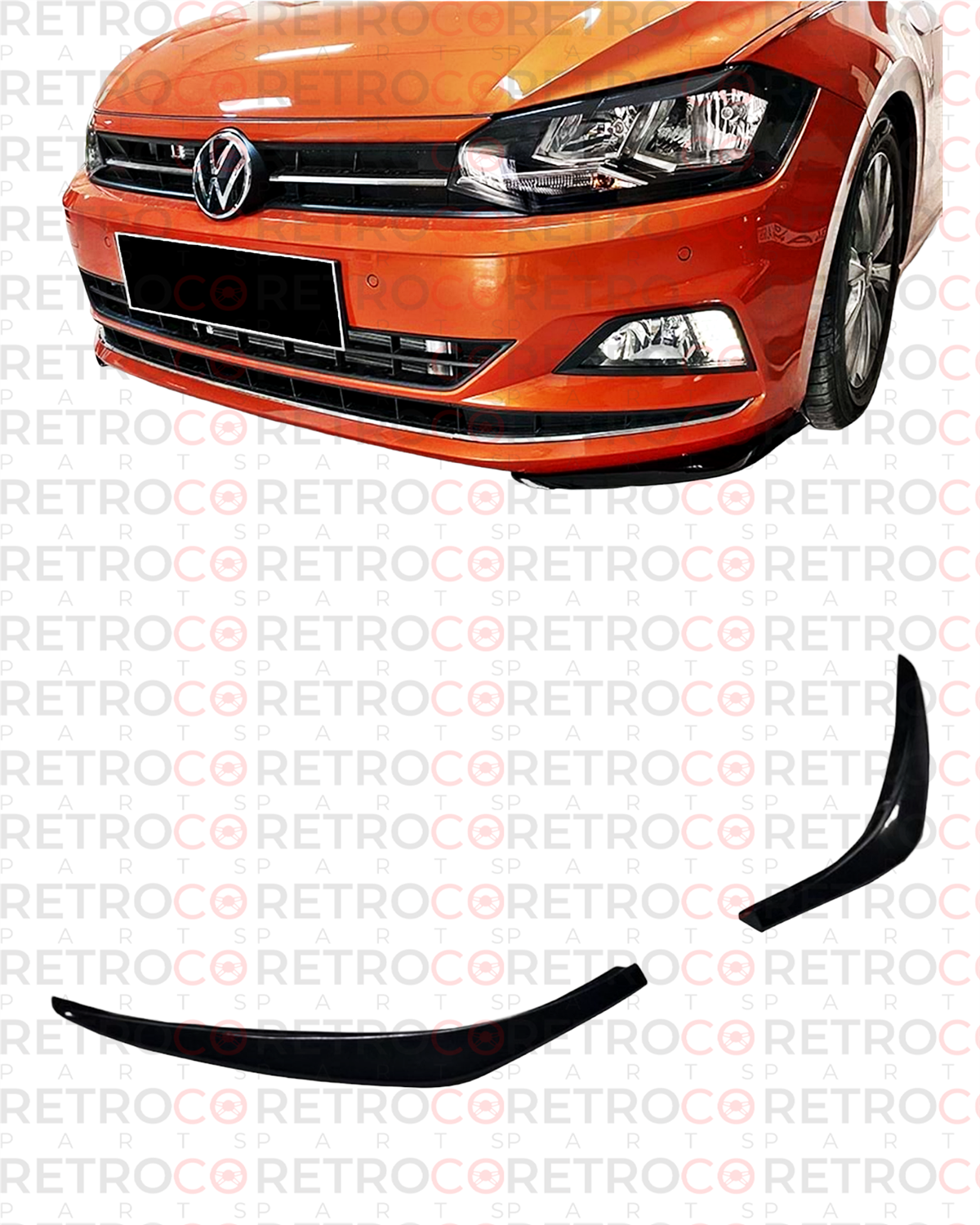 Polo Mk6 R Front Flaps Piano Black Vacuum Plastic  2018 Later 2018 - . . . .  Polo Mk6