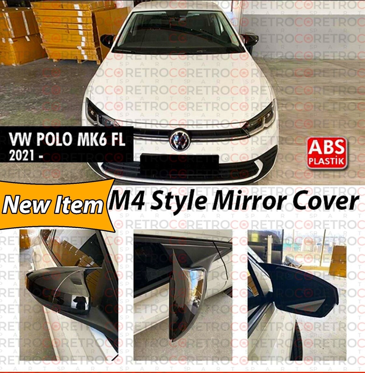 Polo Mk6.5 FL Batman Mirror Cover Piano Black  2018 -