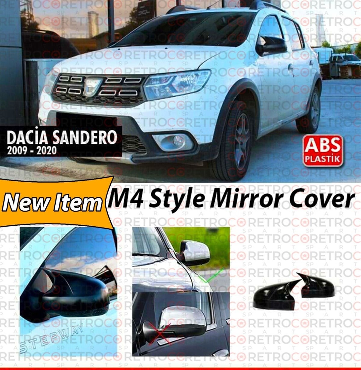Sandero Batman Mirror Cover Piano Black  2009 - 2020