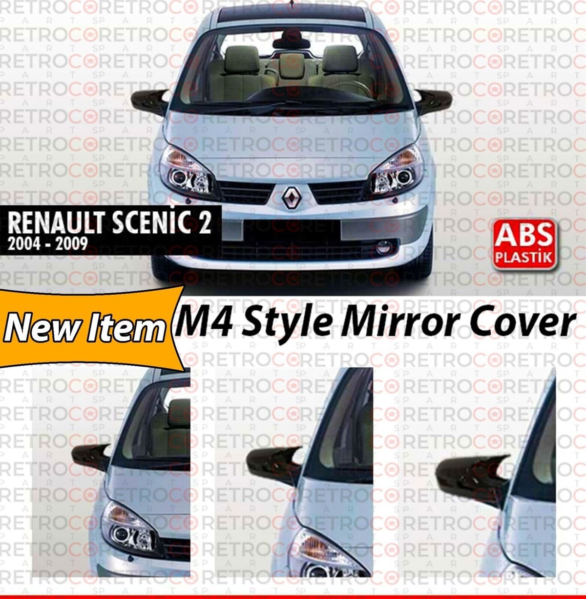 Scenic 2 Batman Mirror Cover Piano Black  2004-2009