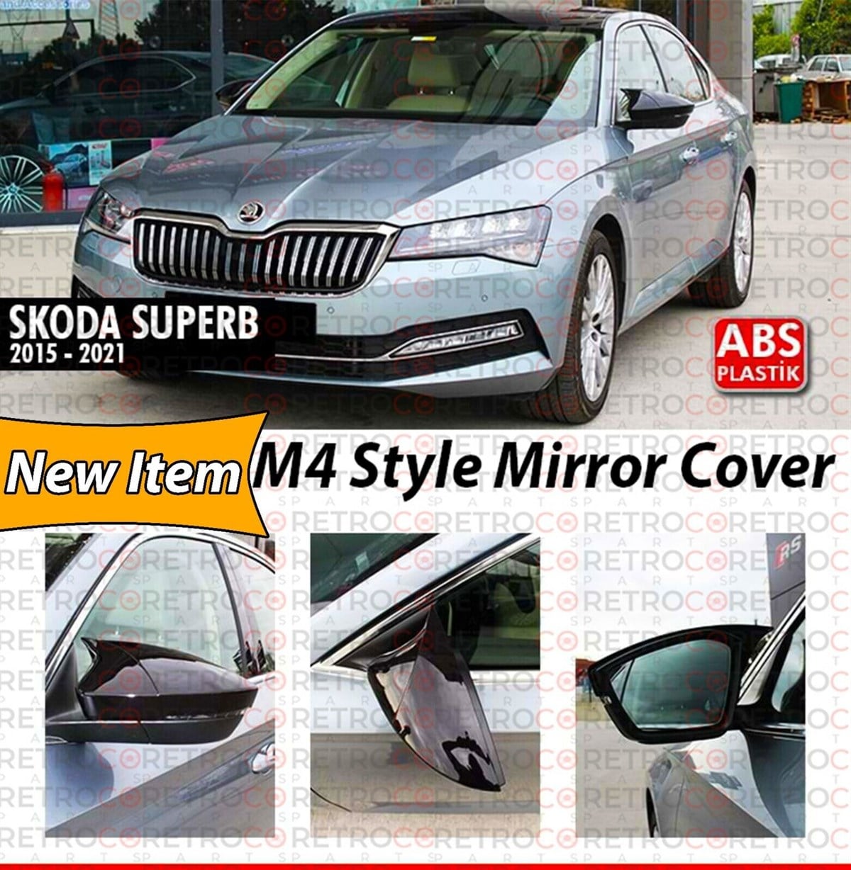 SuperB Mk3 Batman Mirror Cover Piano Black  2015-2021 2015 and Later  Mk3 - Mk3 FL