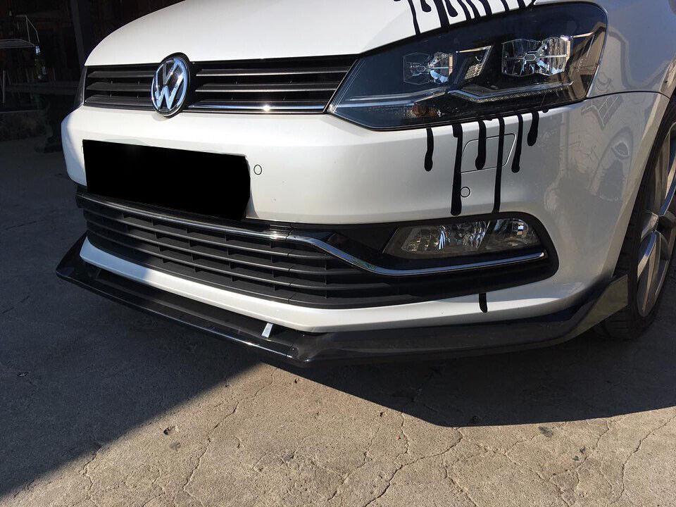 Volkswagen VW Polo 6R Gloss Black Front Bumper Lip 3 piece lip 