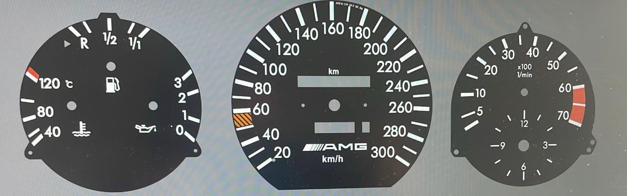W124 300km/h cluster pvc  set
