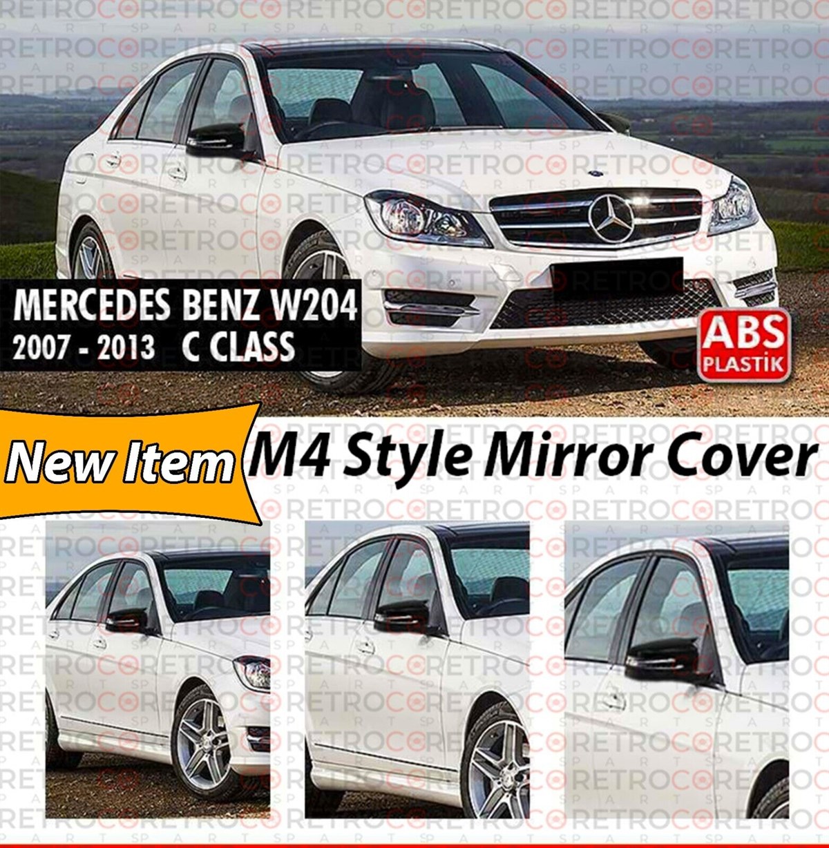 W204 Batman Mirror Cover Piano Black  2007-2014 2007-2014  W204 - W204 FL