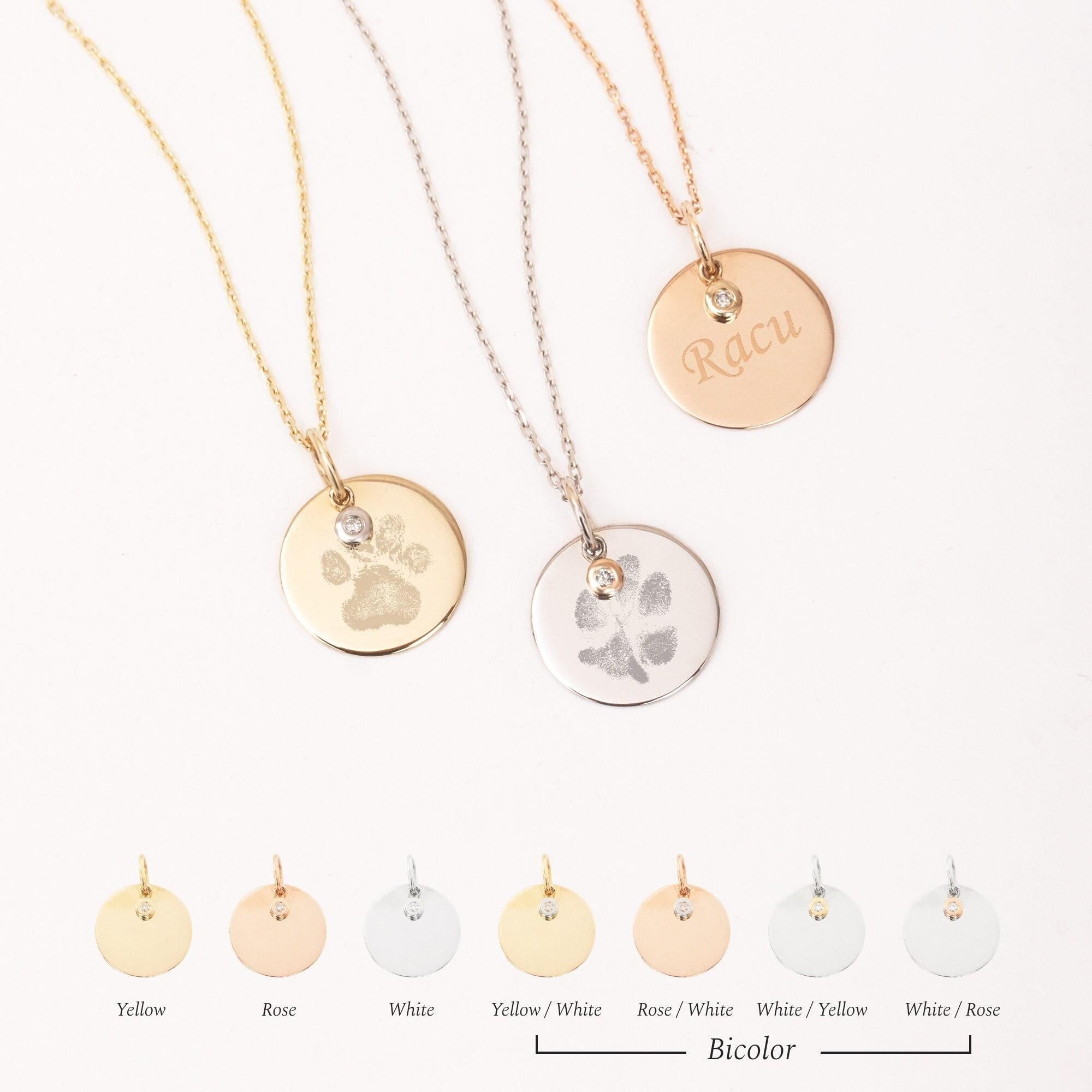 0.01 Carat Diamond Gold Paw Print Necklace