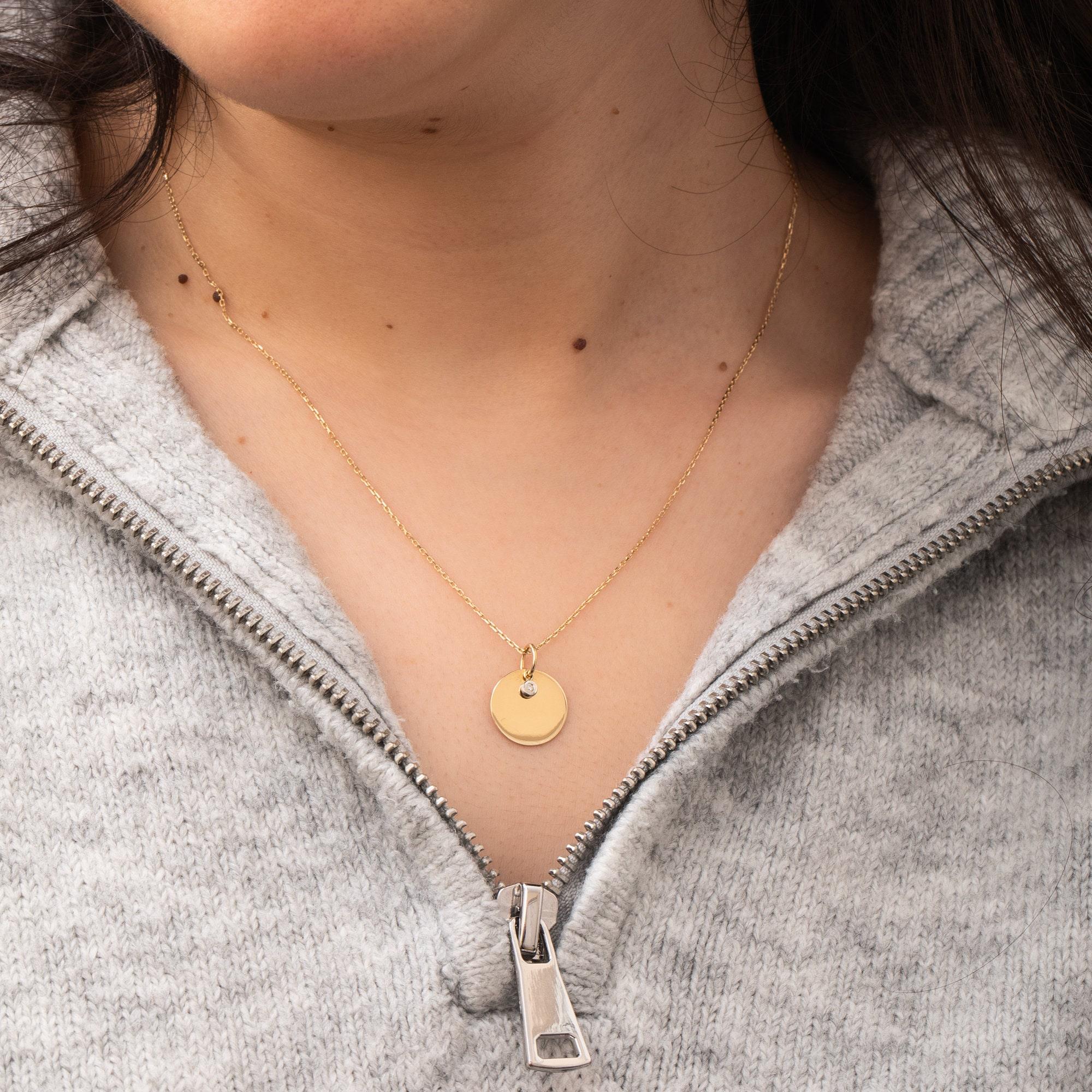 0.01 Carat Diamond Gold Paw Print Necklace