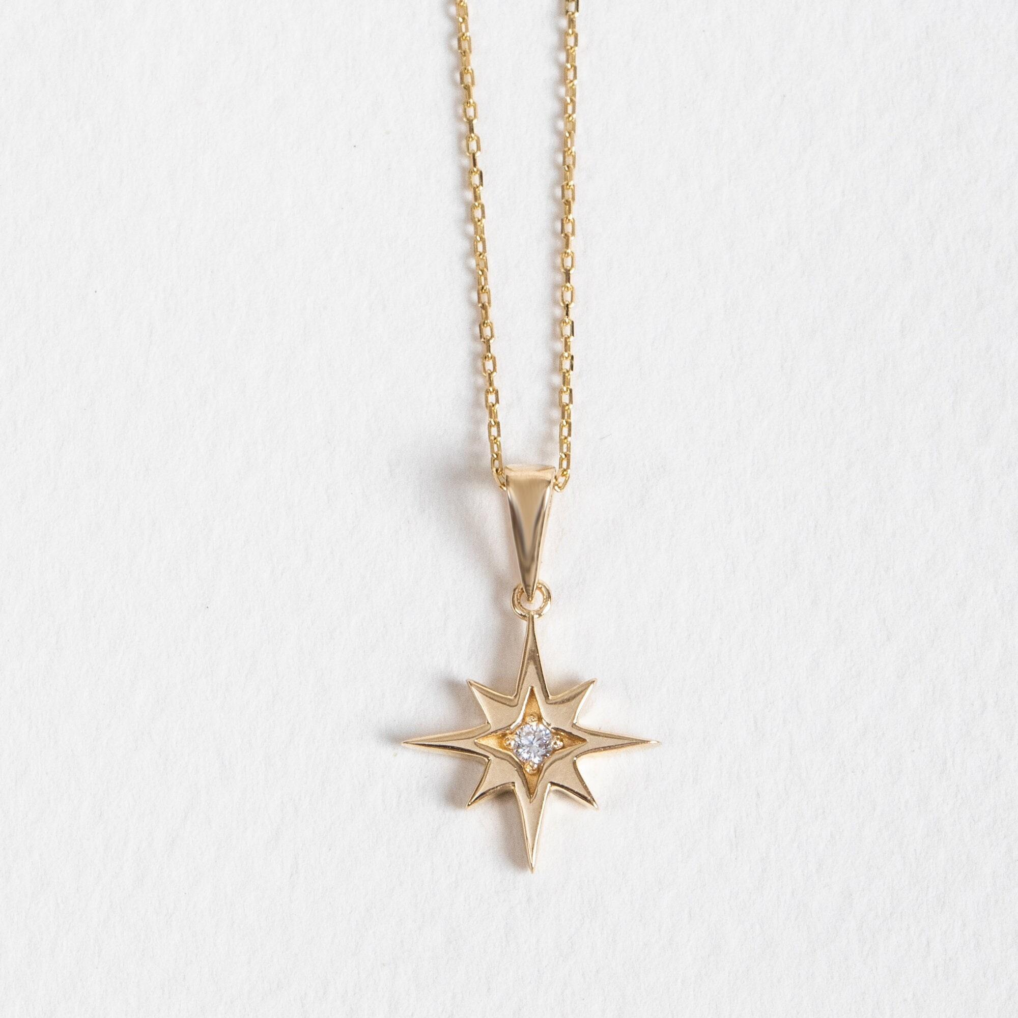 0.01 Carat Diamond Gold North Star Necklace