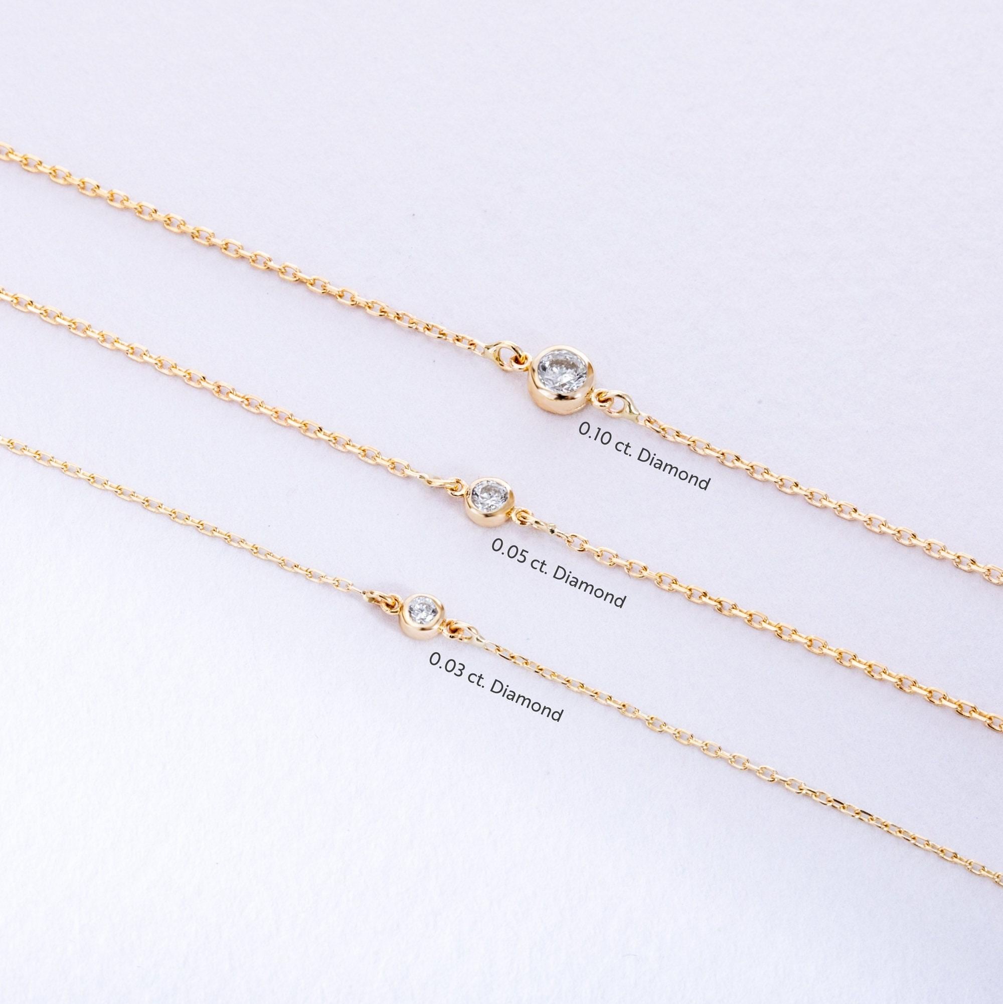 Solid Gold Solitaire Diamond Bracelet