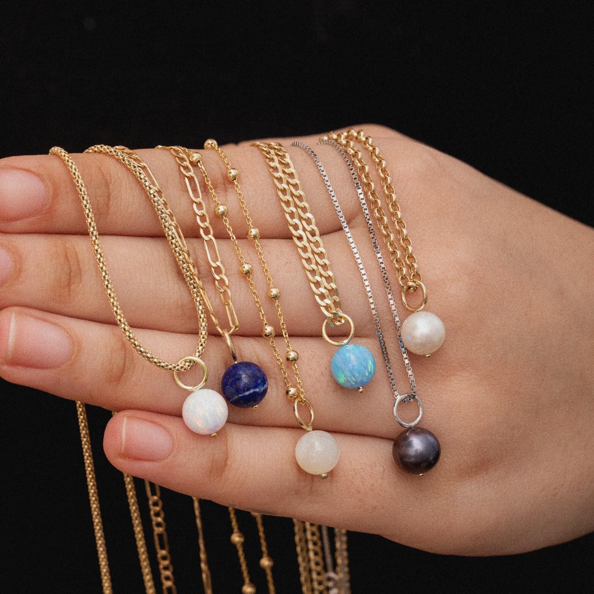 Altın 8 mm İnci Top Charm Kolye Ucu