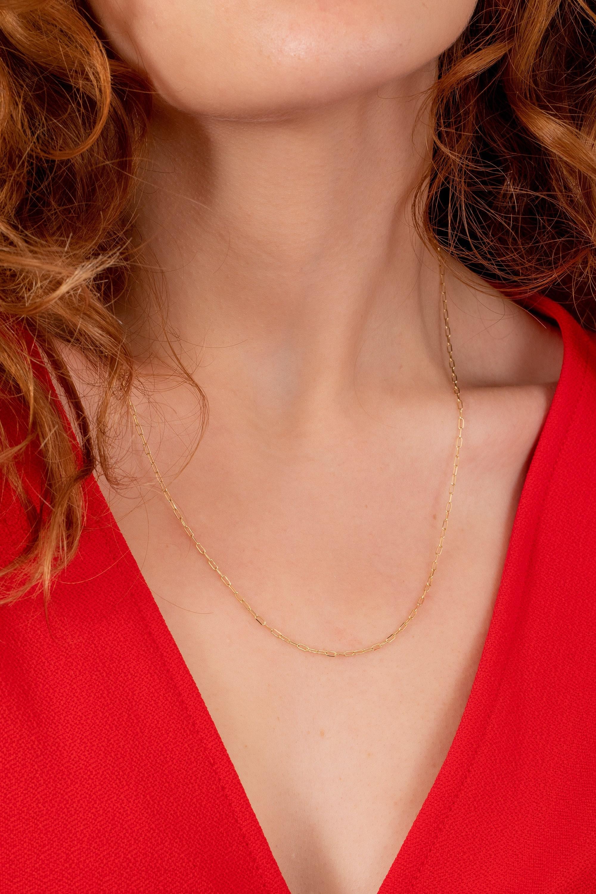 Gold Open Link Paperclip Chain Necklace