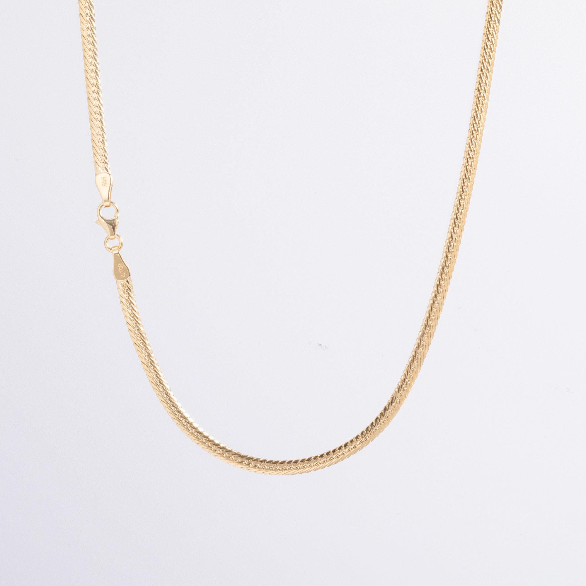 Gold Herringbone Chain Necklace