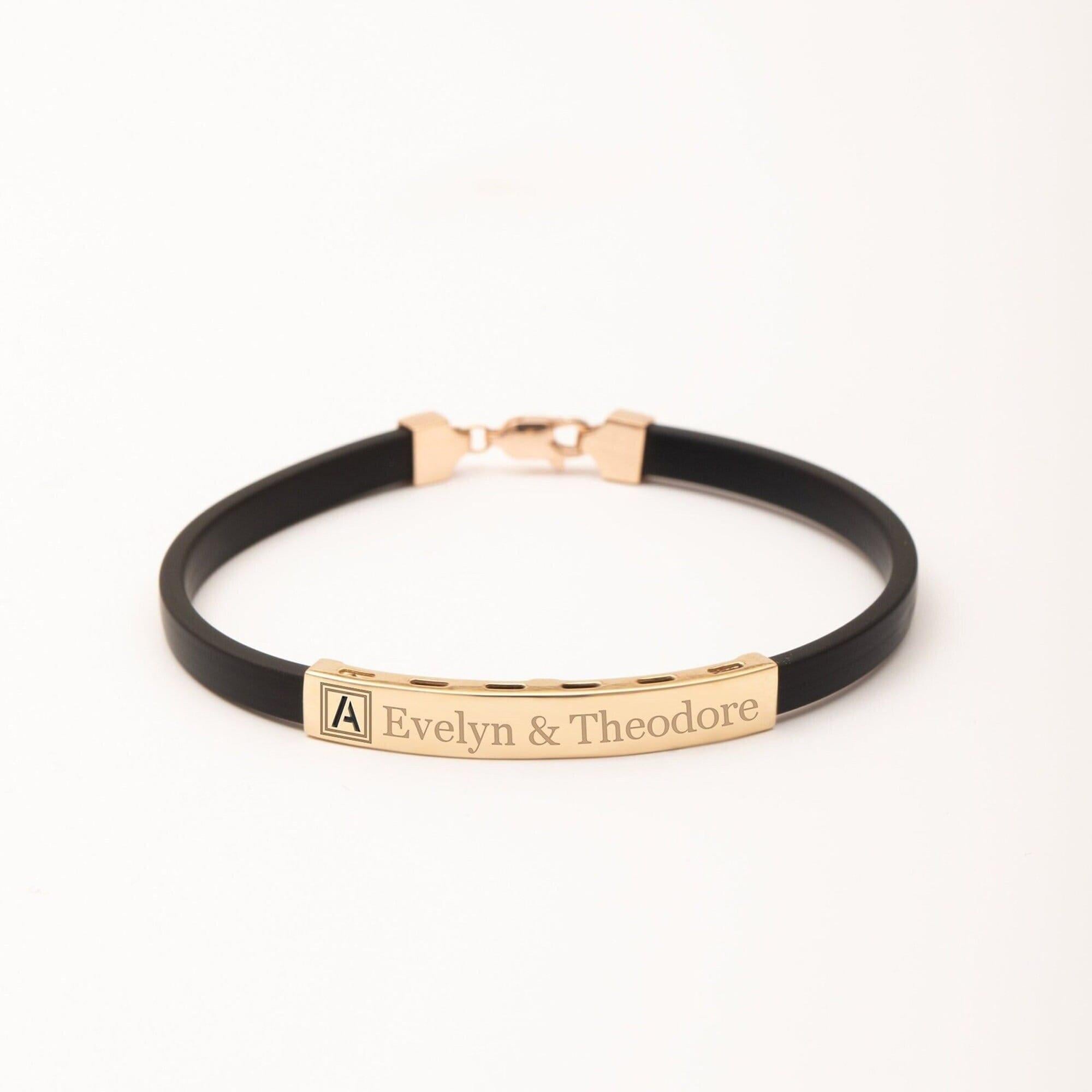 Gold Cutout Initial Mens Bracelet