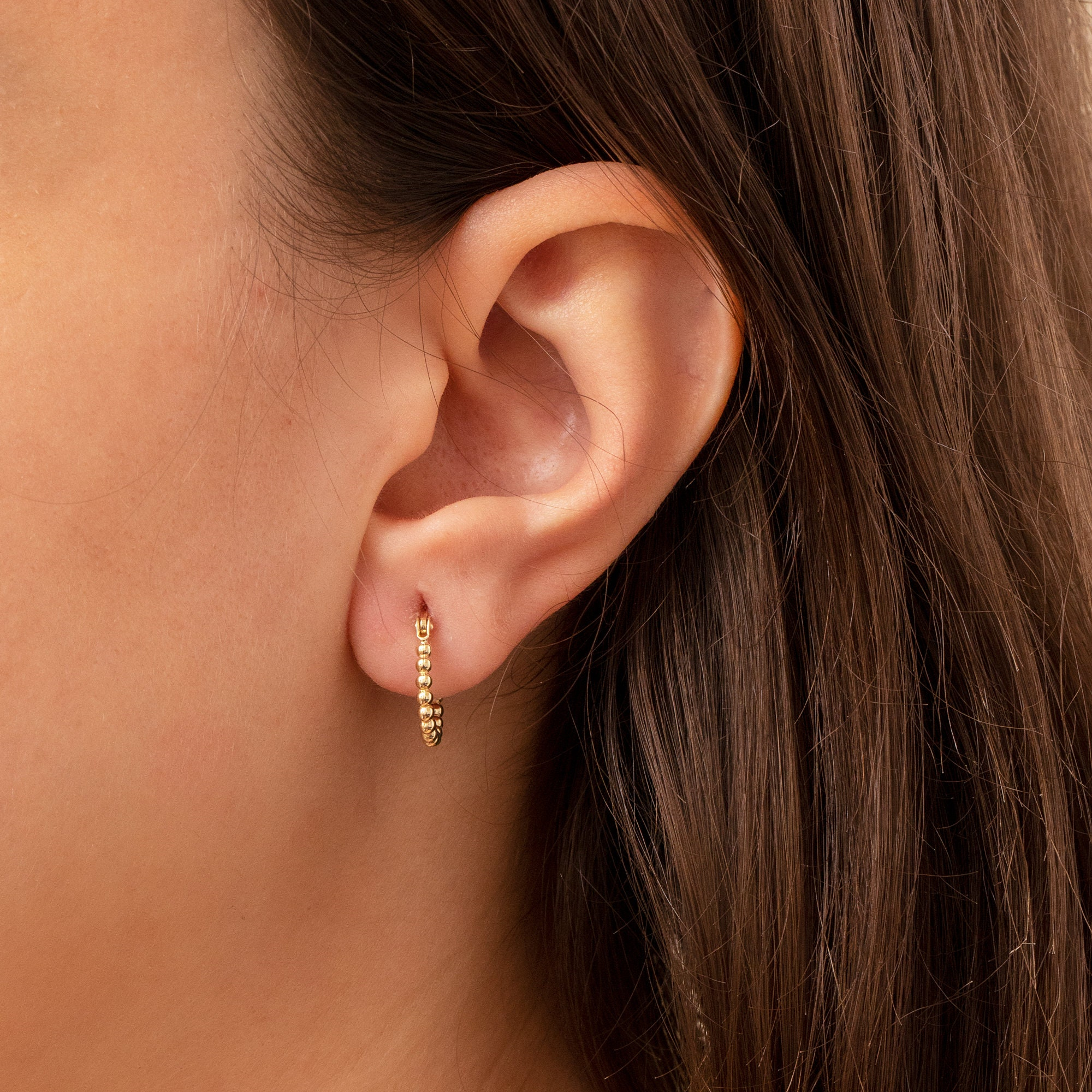 Gold Beaded Hoop Earrings
