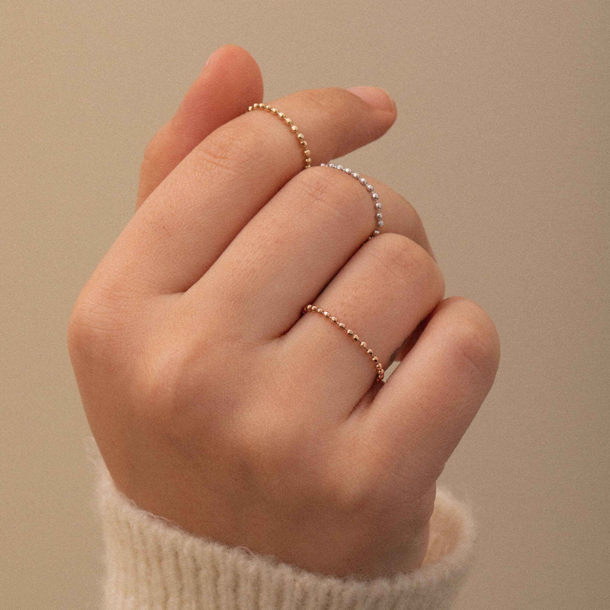 Gold Ball Bead Stackable Ring