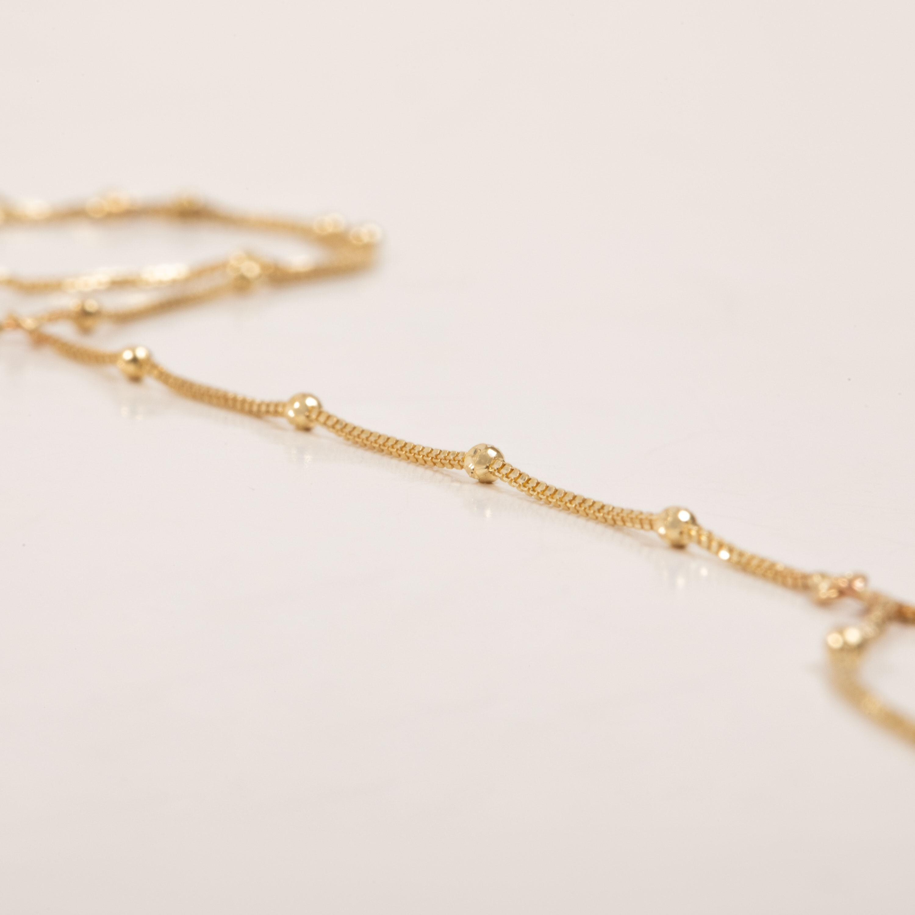 Gold Satellite Bead Hand Chain Bracelet