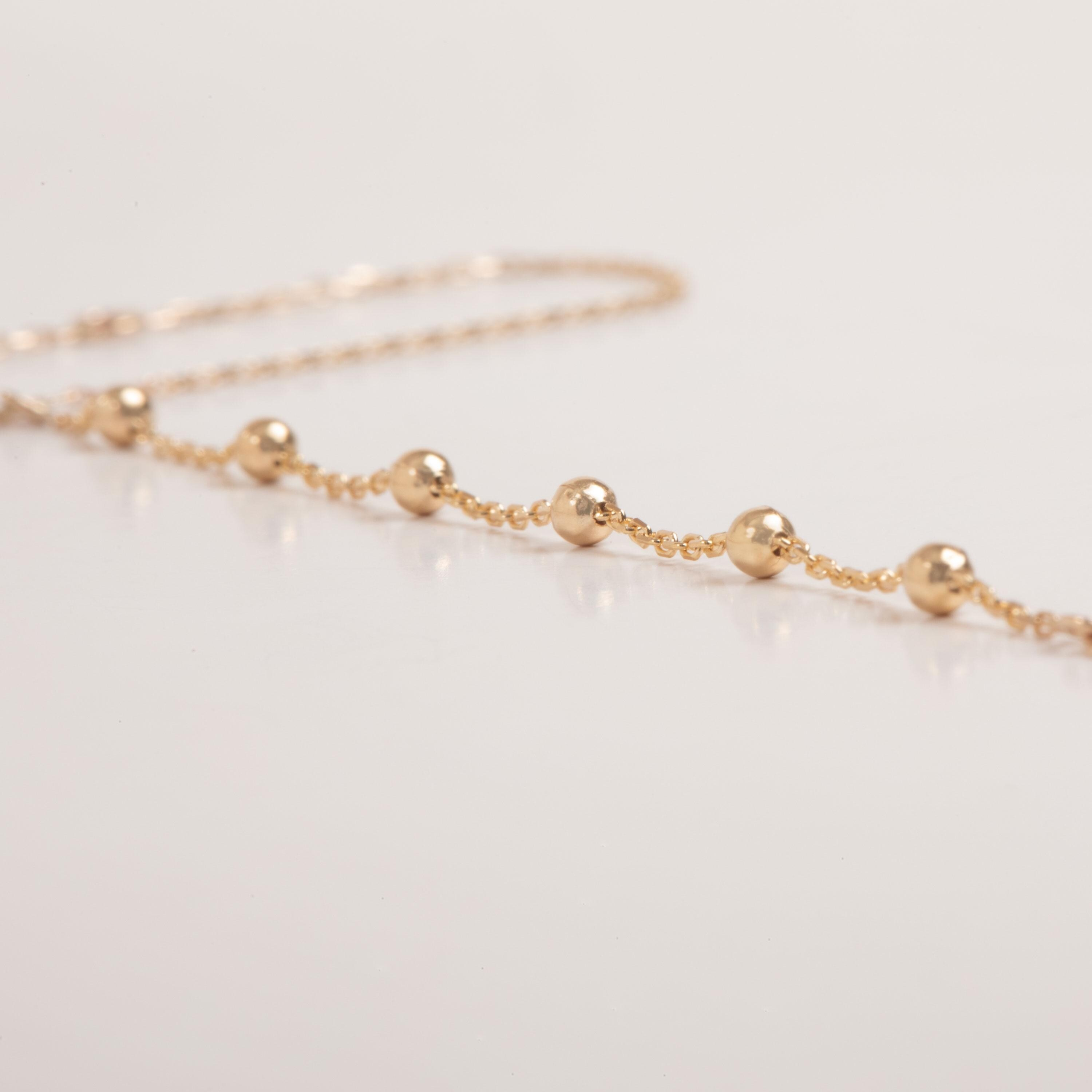 Gold Beaded Hand Chain Bracelet