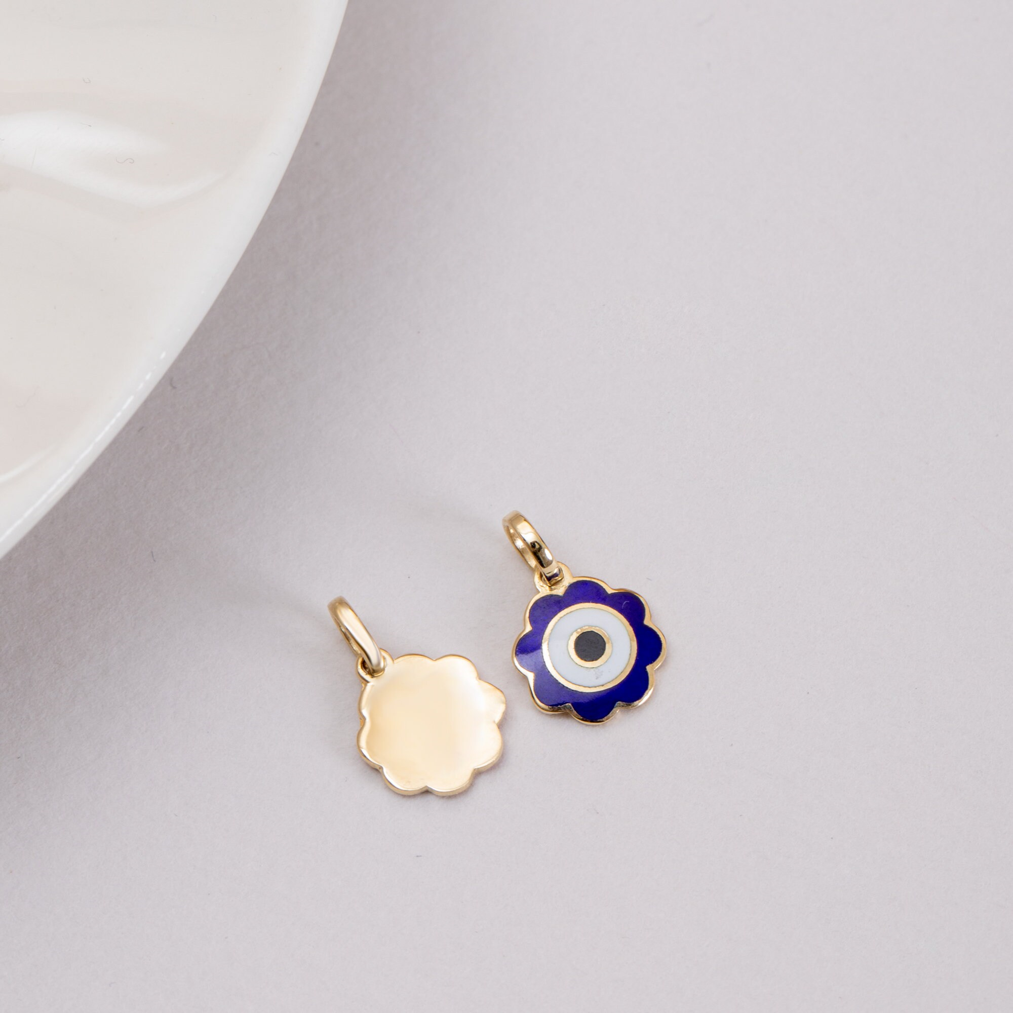 Gold Floral Evil Eye Necklace