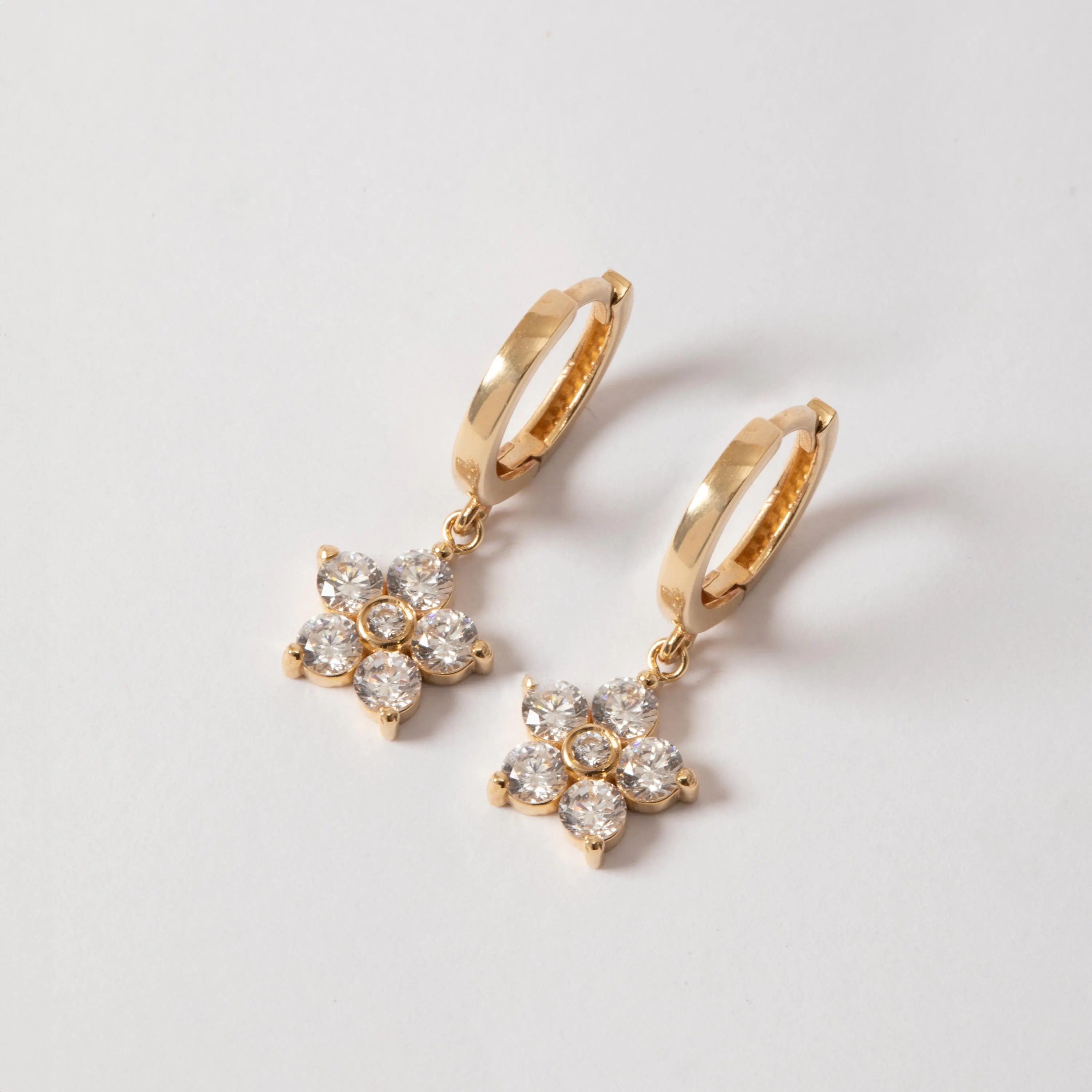 Gold Floral Huggie Earrings