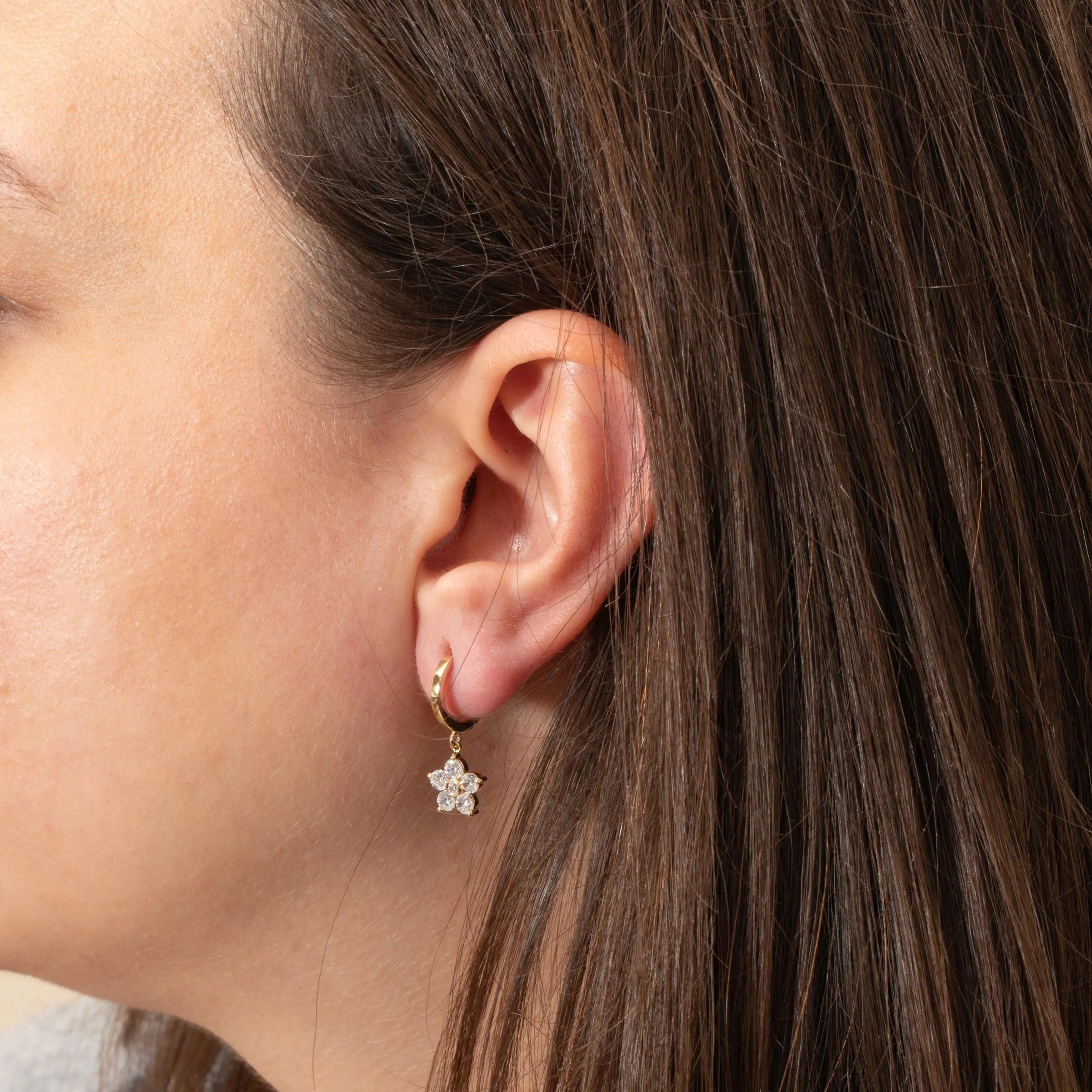 Gold Floral Huggie Earrings