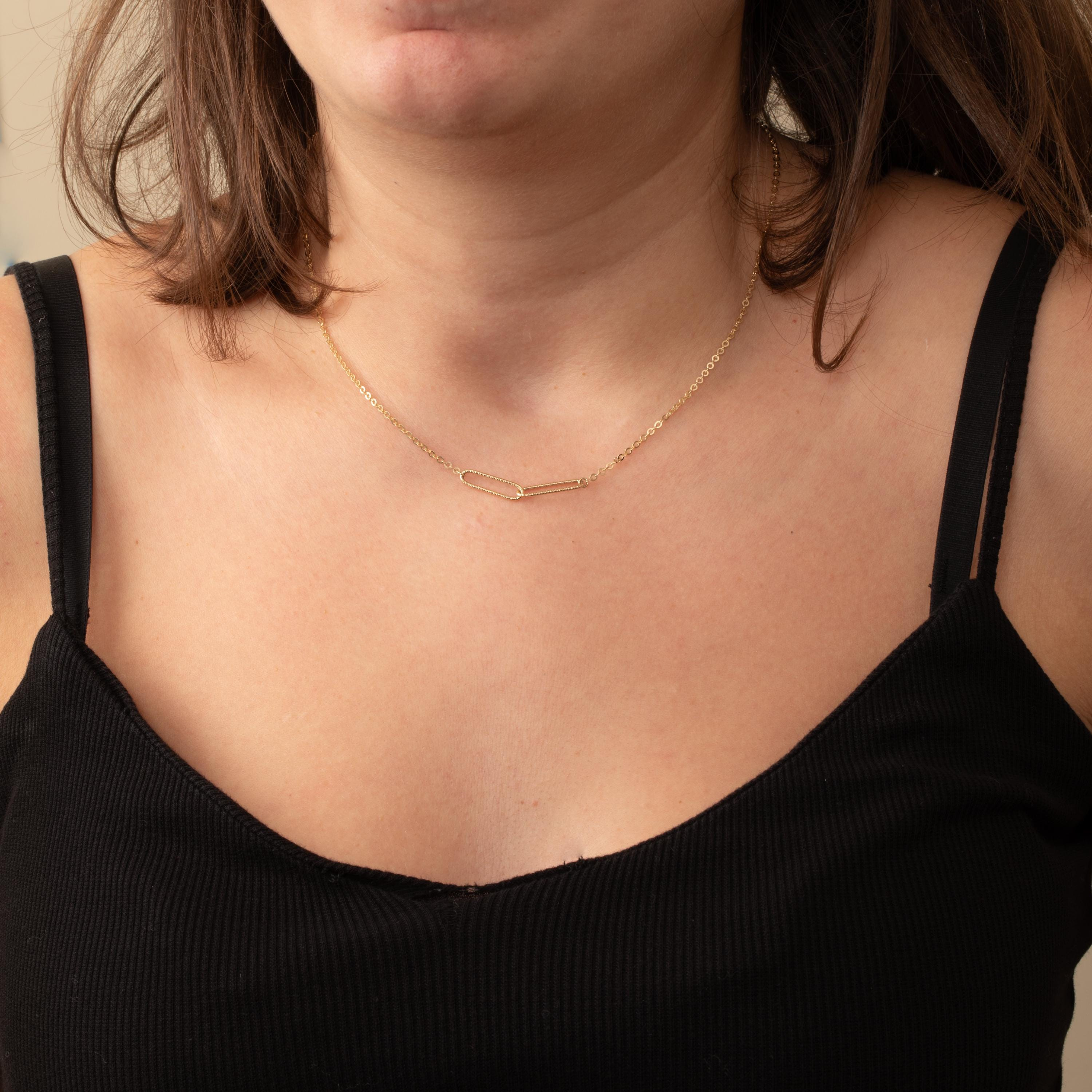 Gold Double Oval Link Necklace
