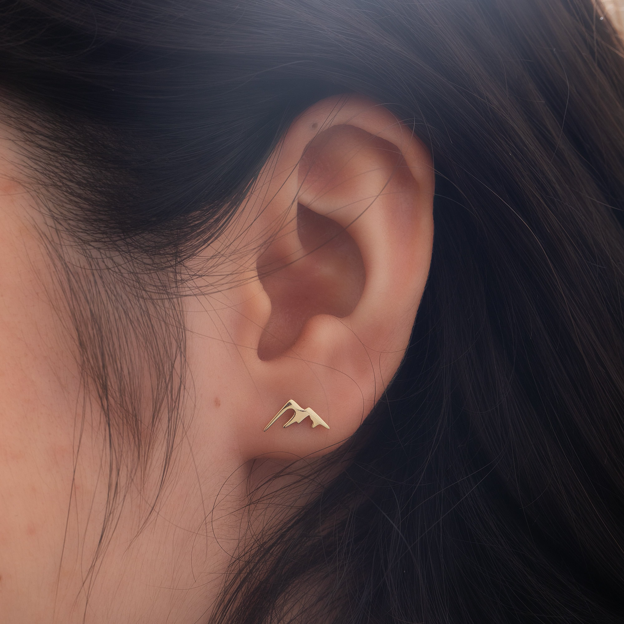 Gold Mountain Stud Earrings