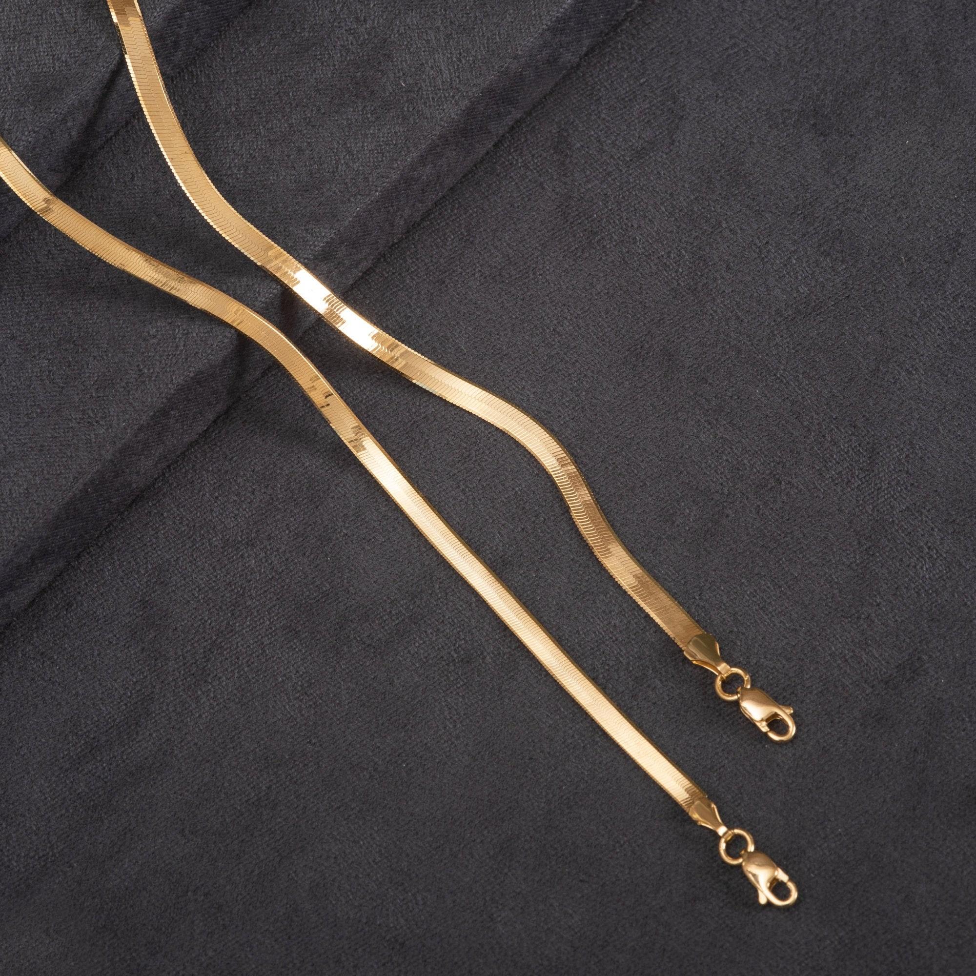Gold Flat Herringbone Necklace