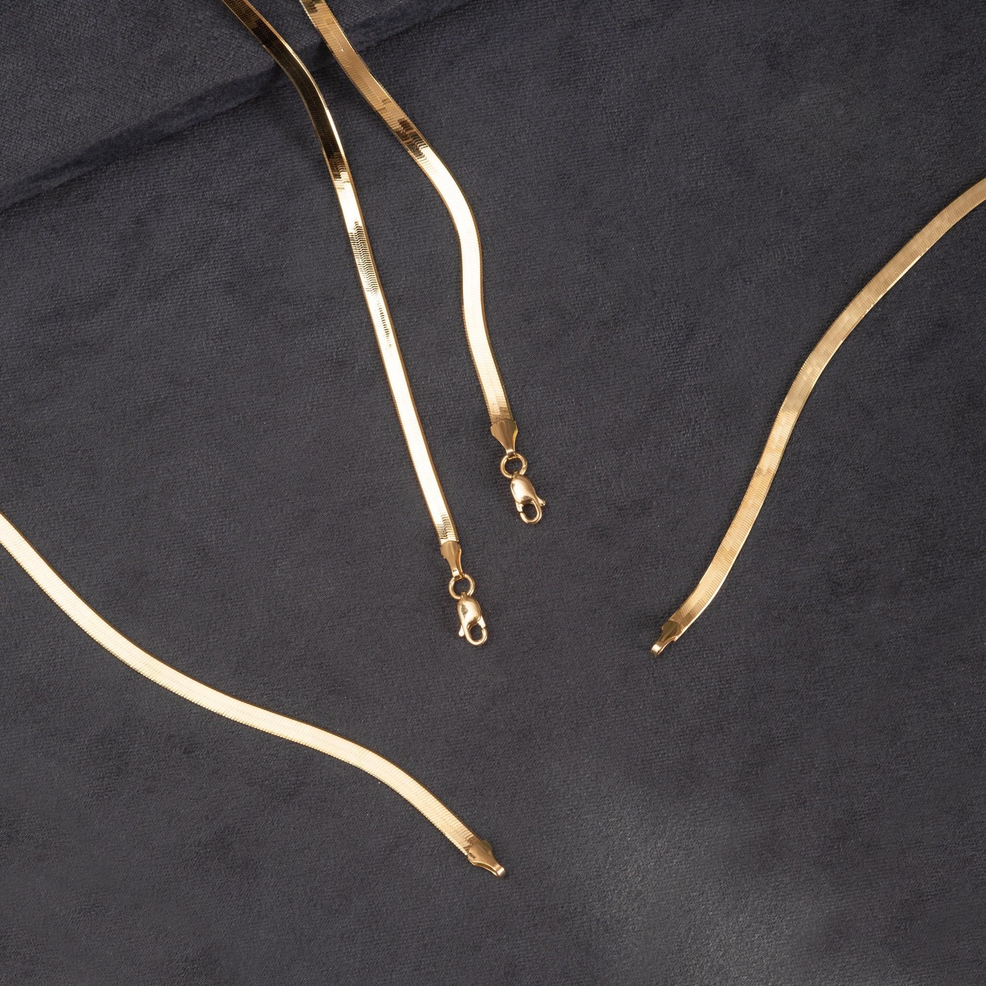 Gold Flat Herringbone Necklace