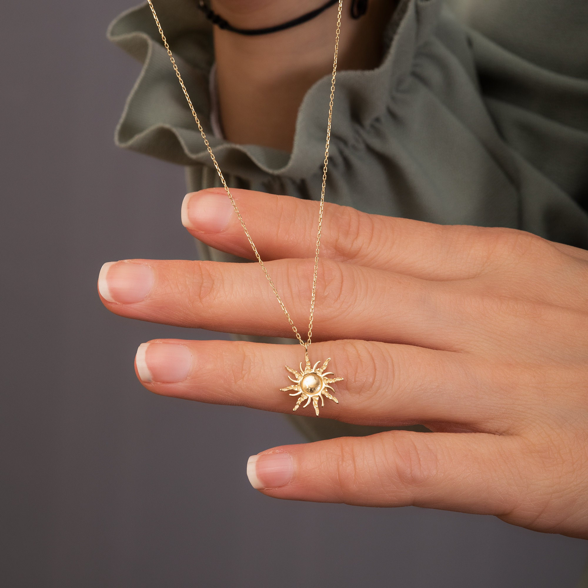 Gold Sun Charm Necklace