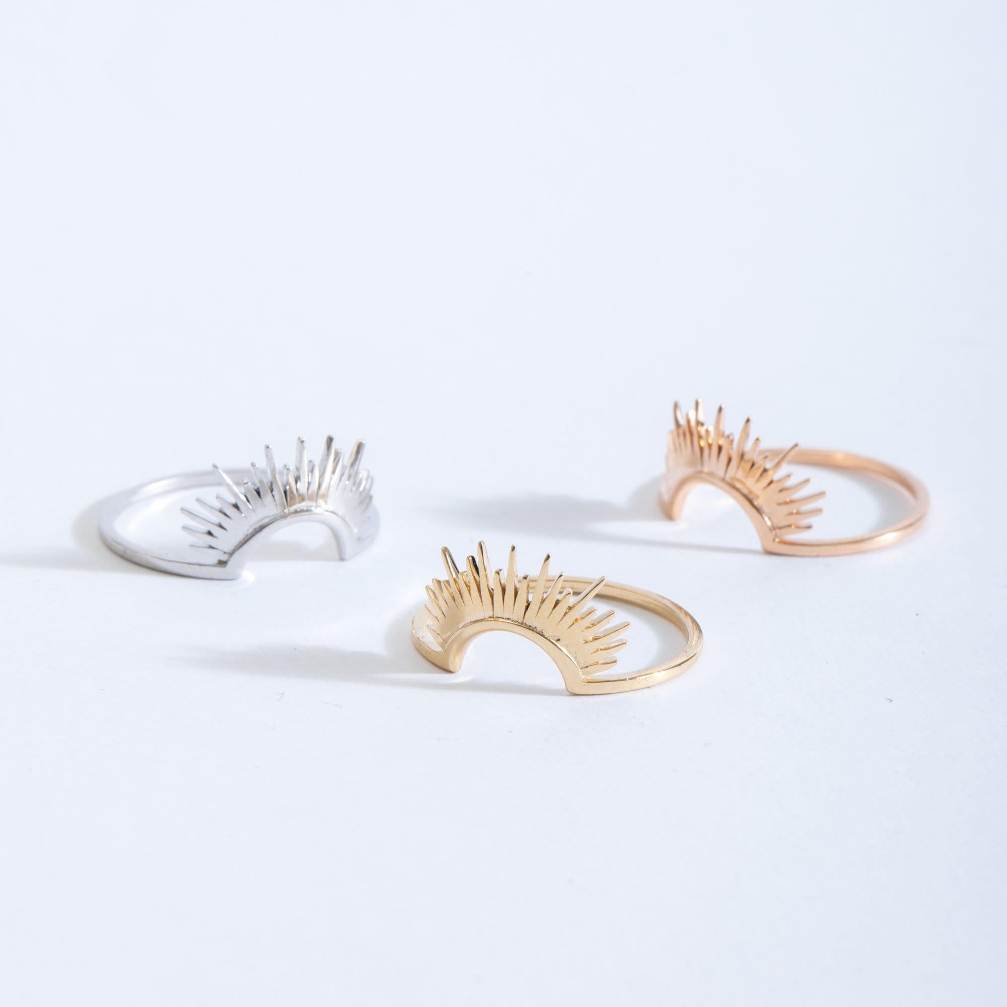 Gold Half Sunburst Nesting Ring