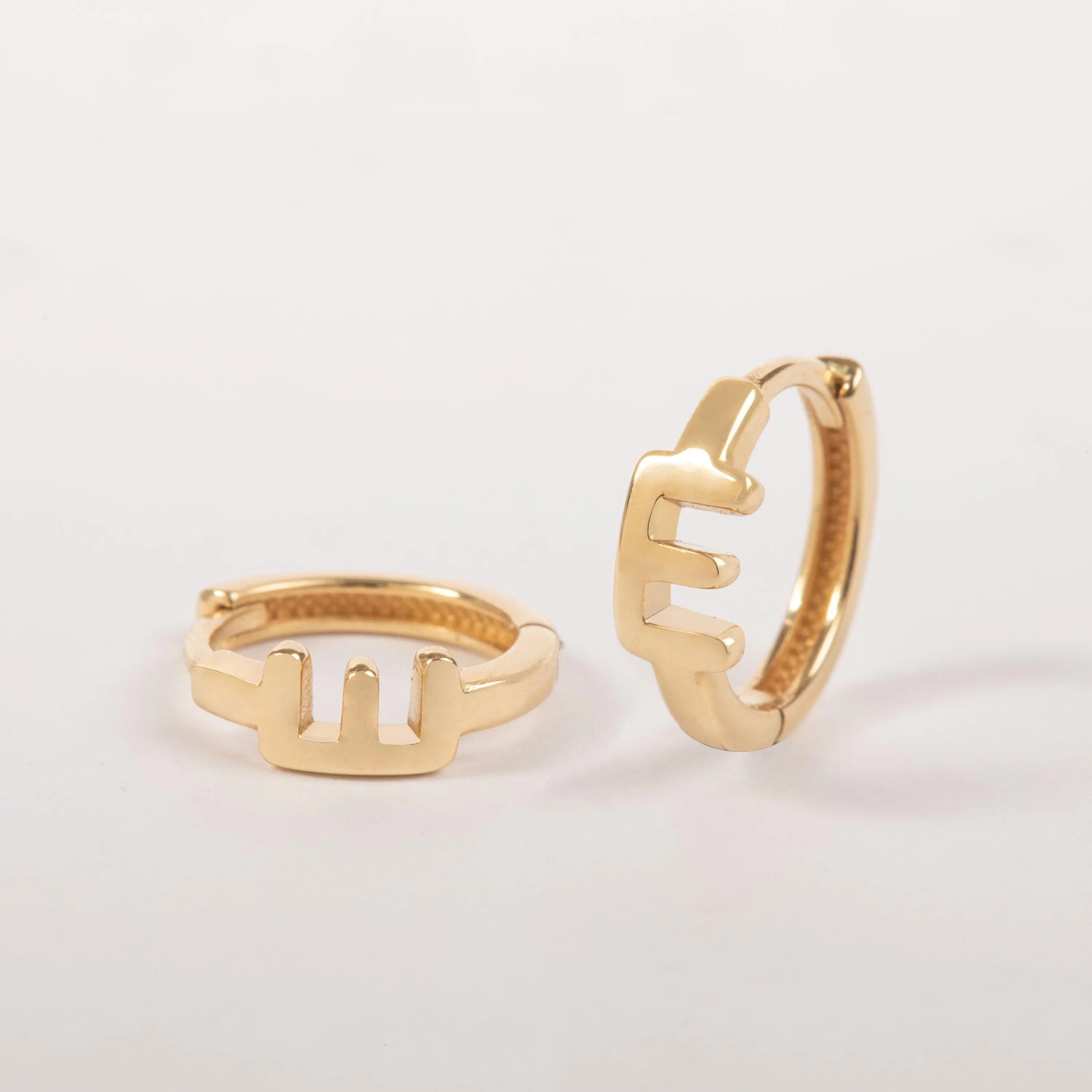 Gold Initial Huggie Hoop Earrings