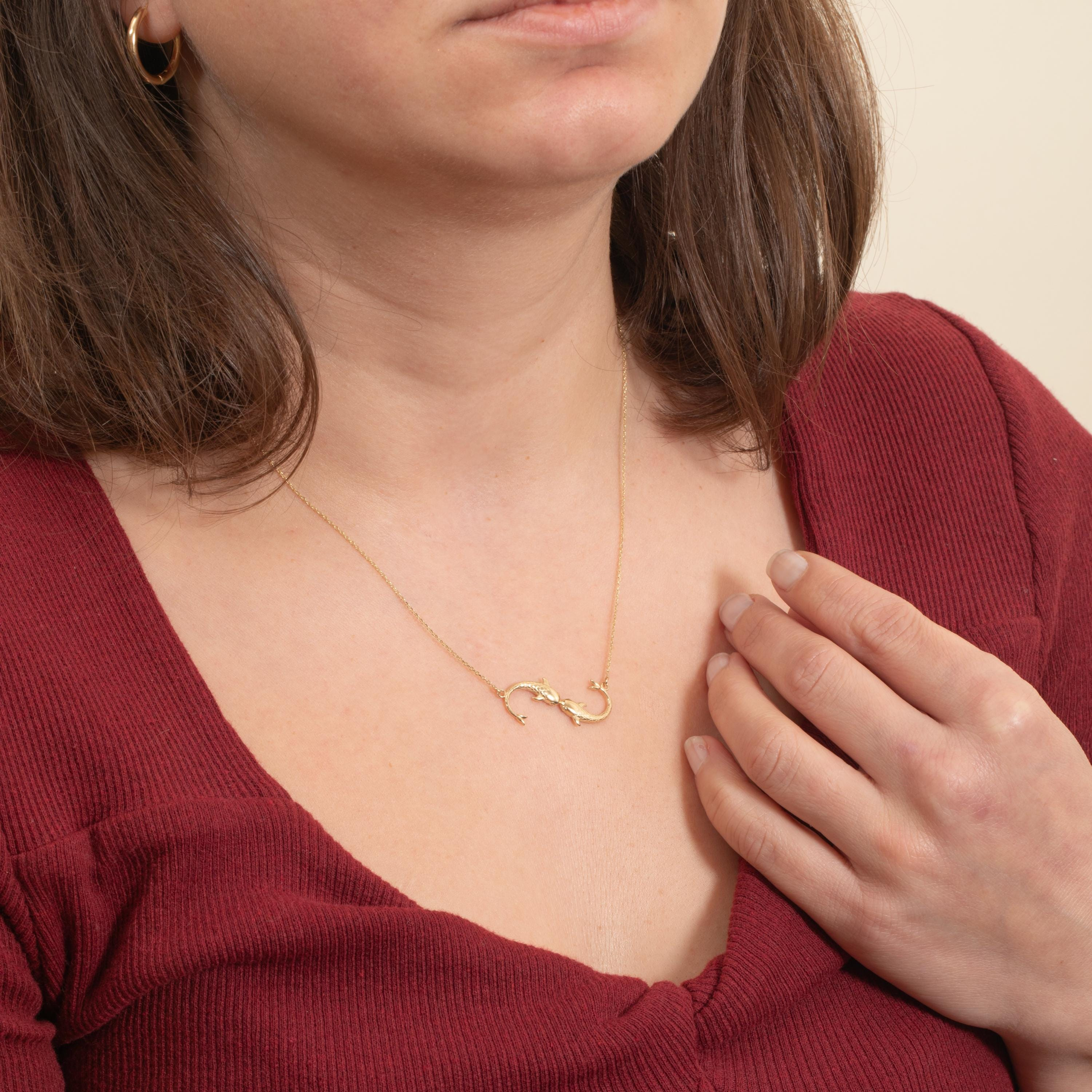 Gold Twin Fish Necklace