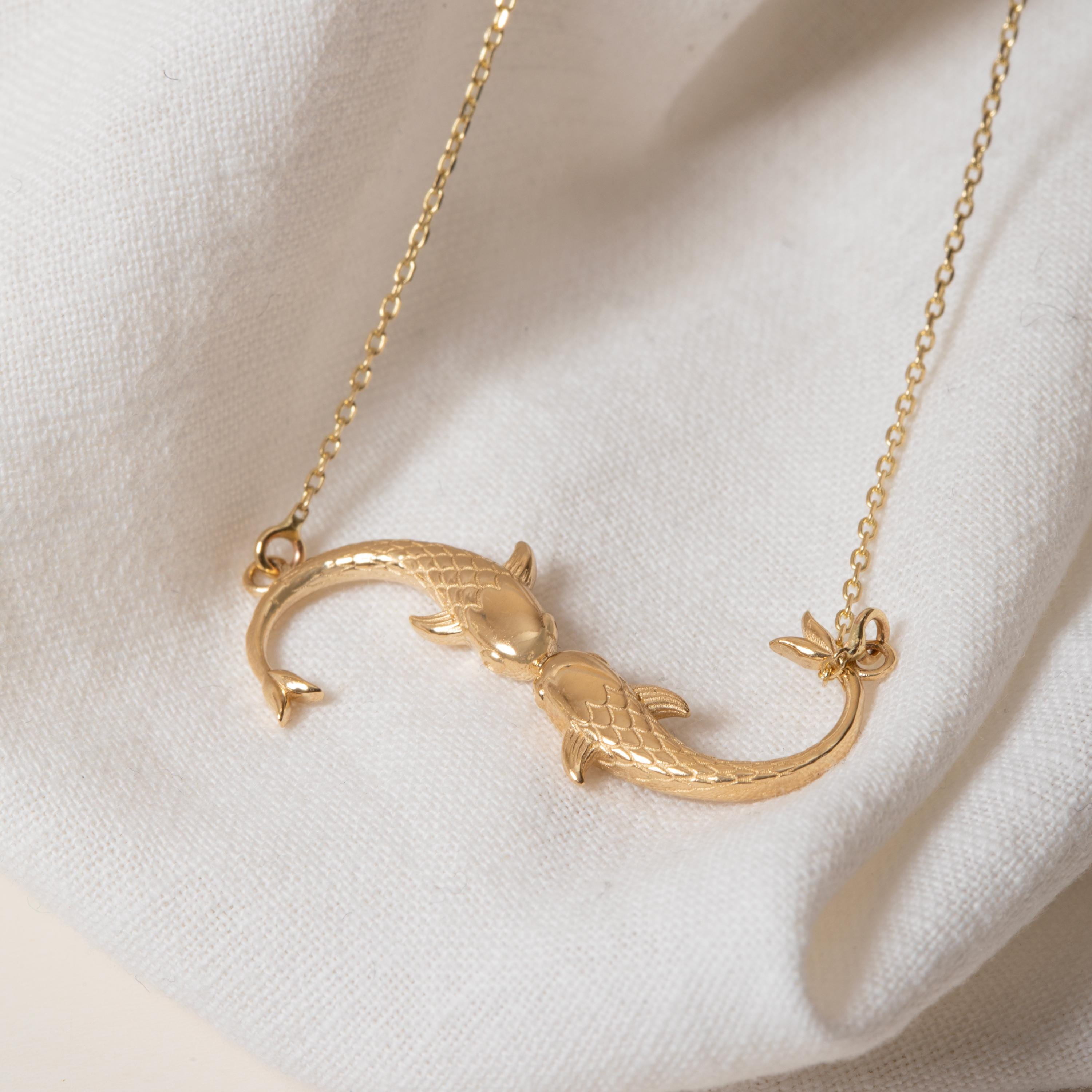 Gold Twin Fish Necklace