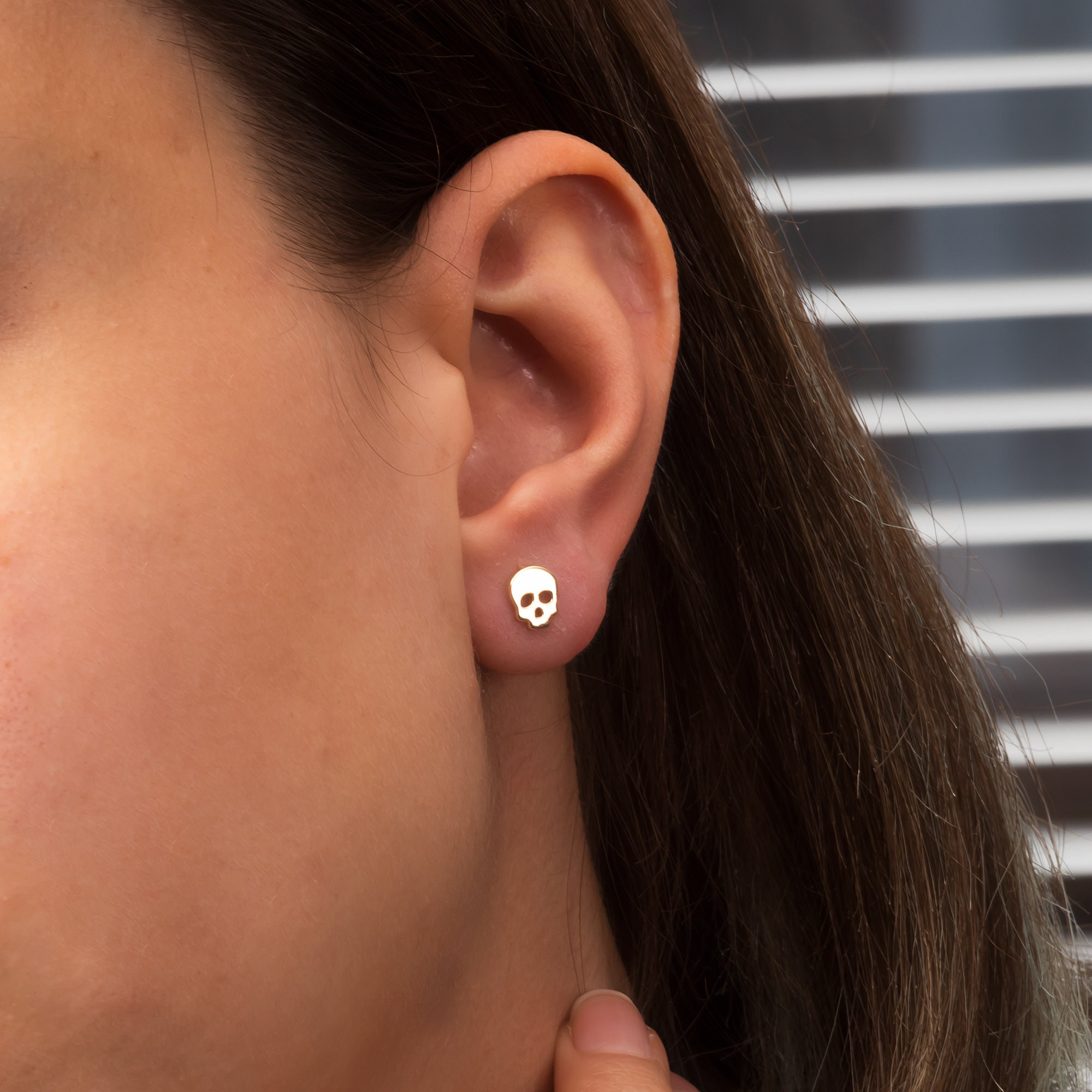 Gold Skull Stud Earrings