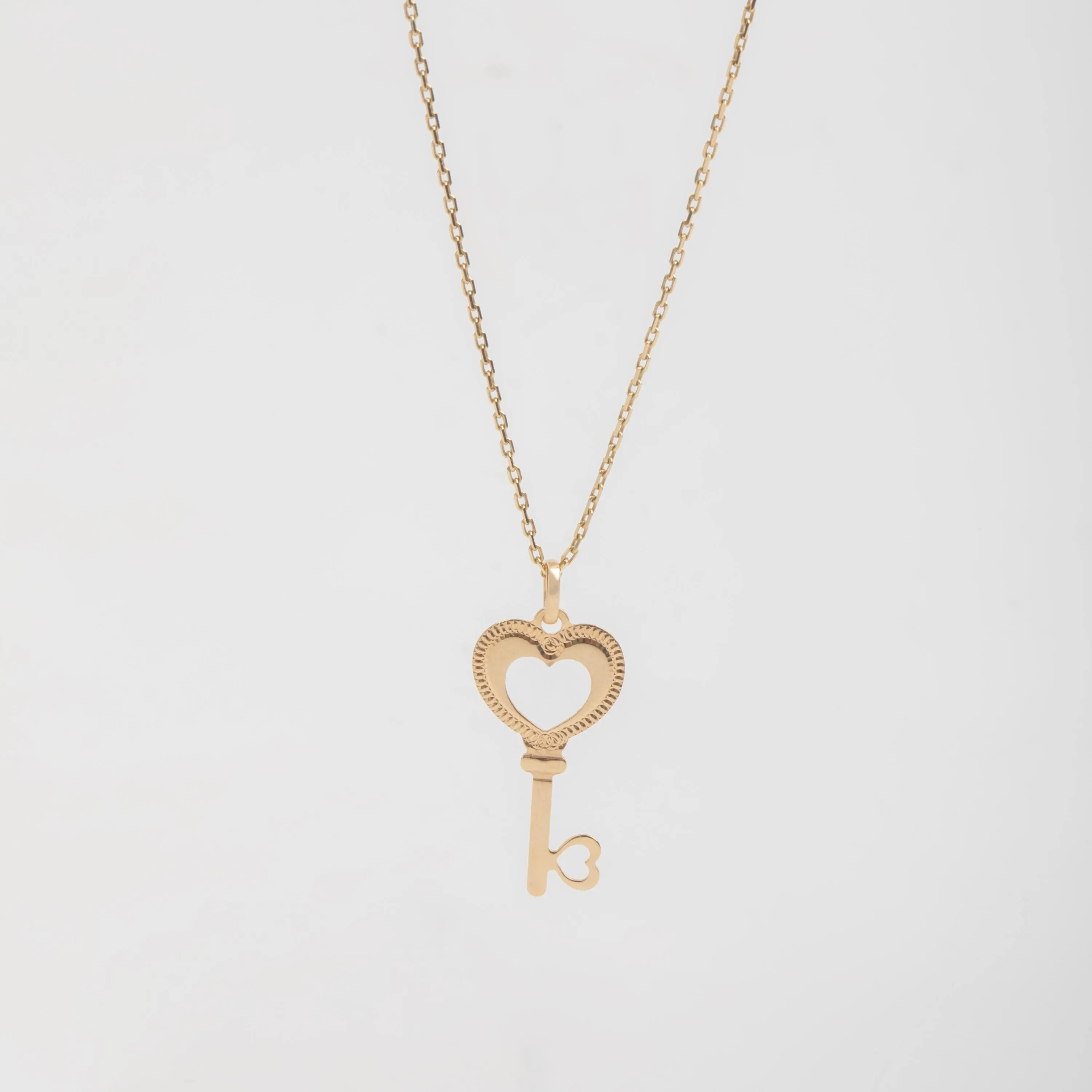 Gold Heart Key Necklace