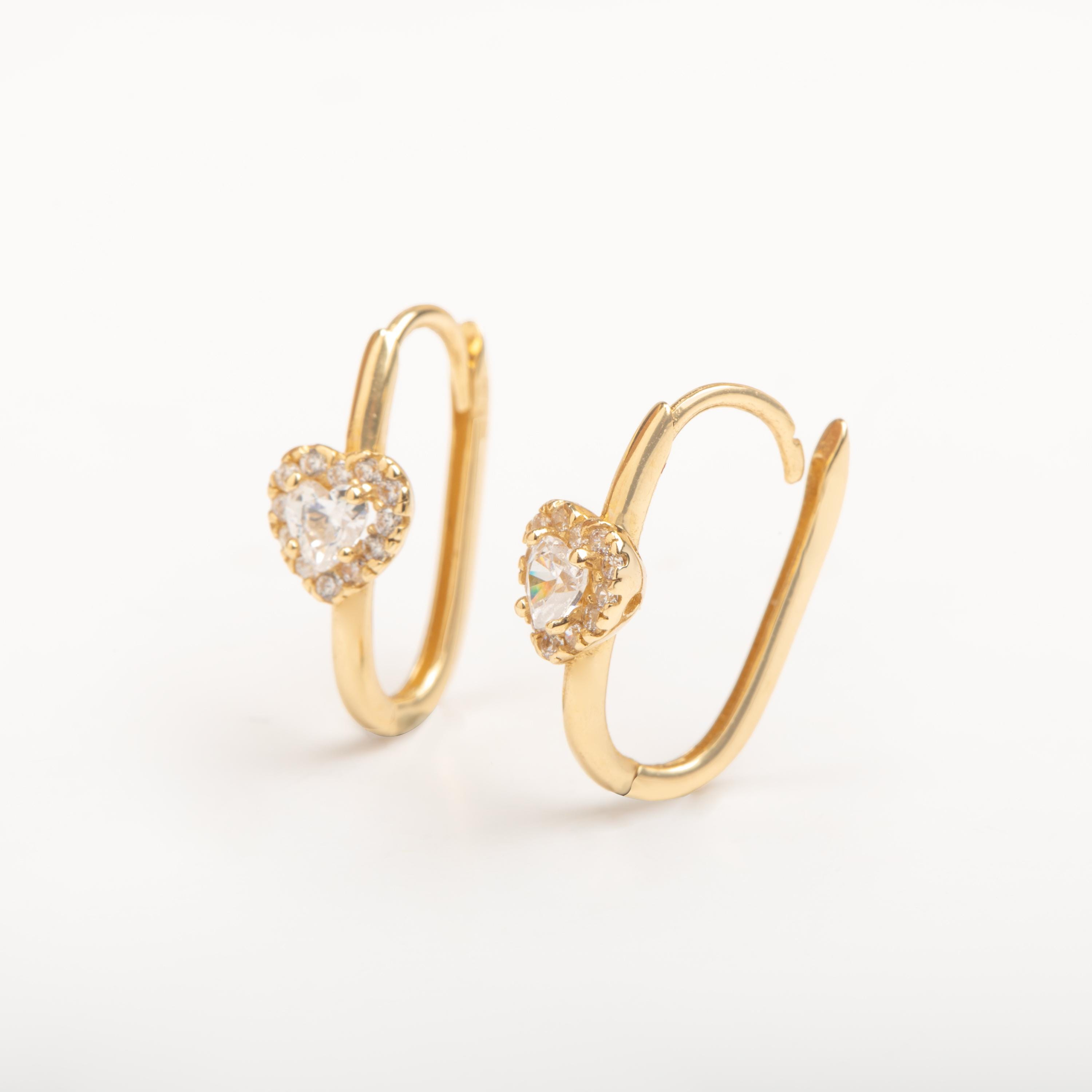 Gold Heart Halo Huggie Earrings