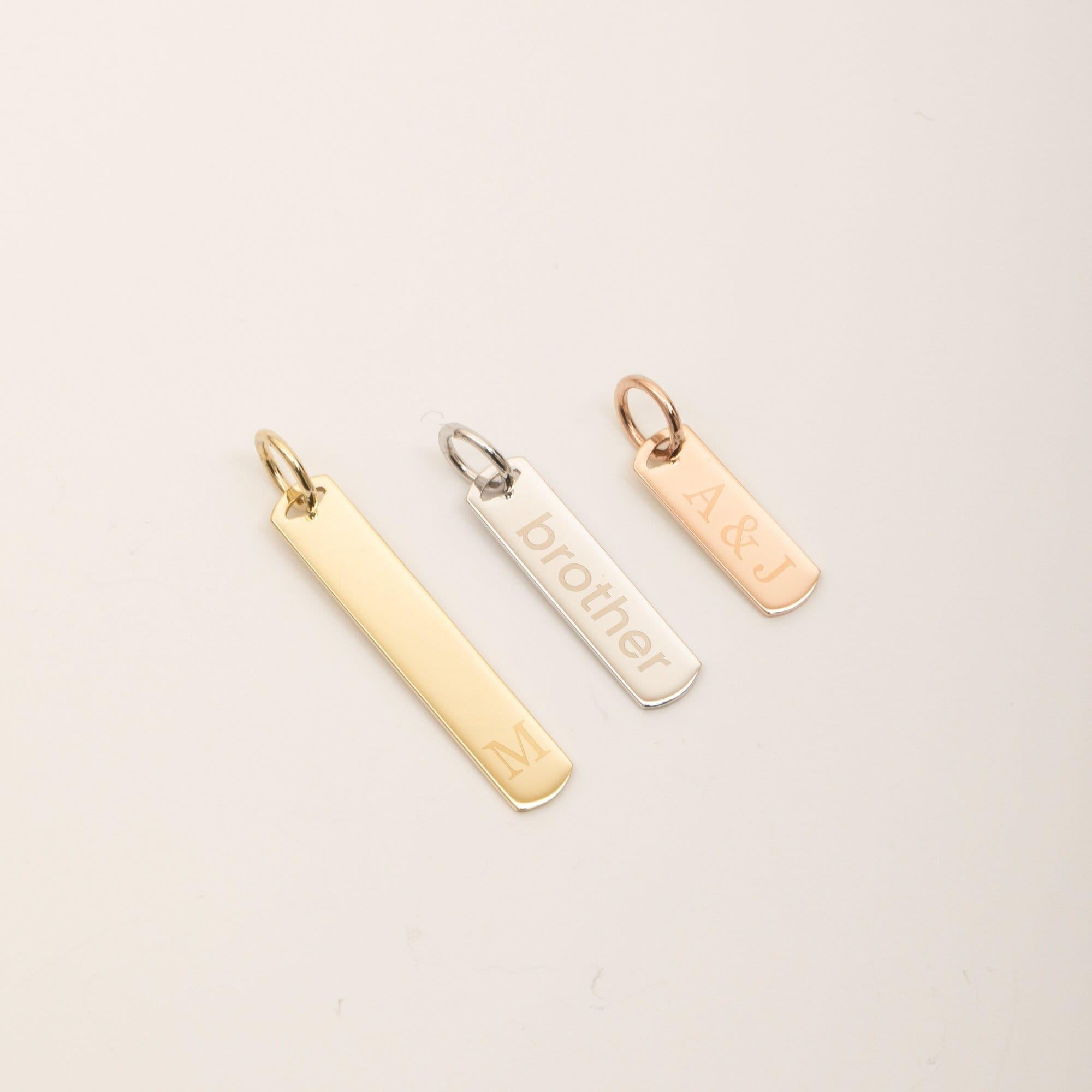 Personalized Solid Gold Bar Tag Necklace