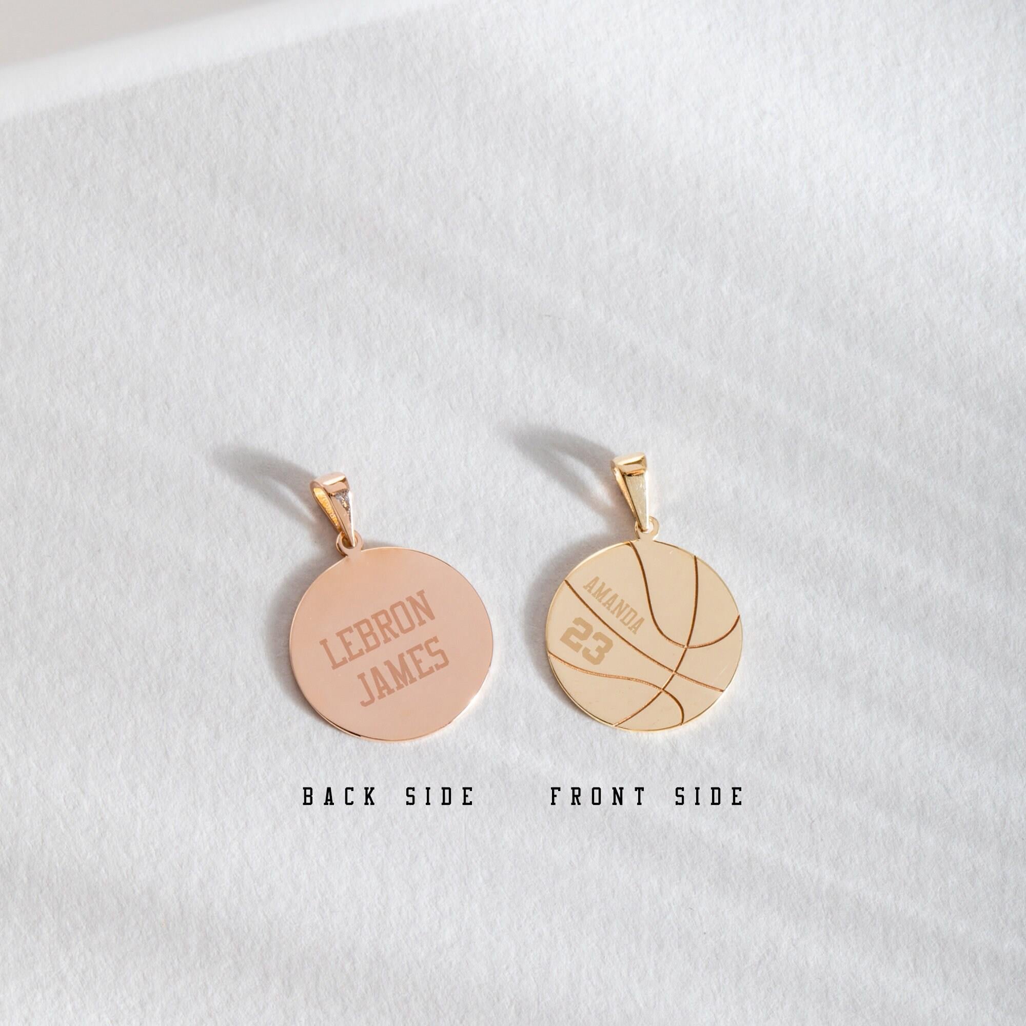 Gold Personalized Basketball Pendant Necklace