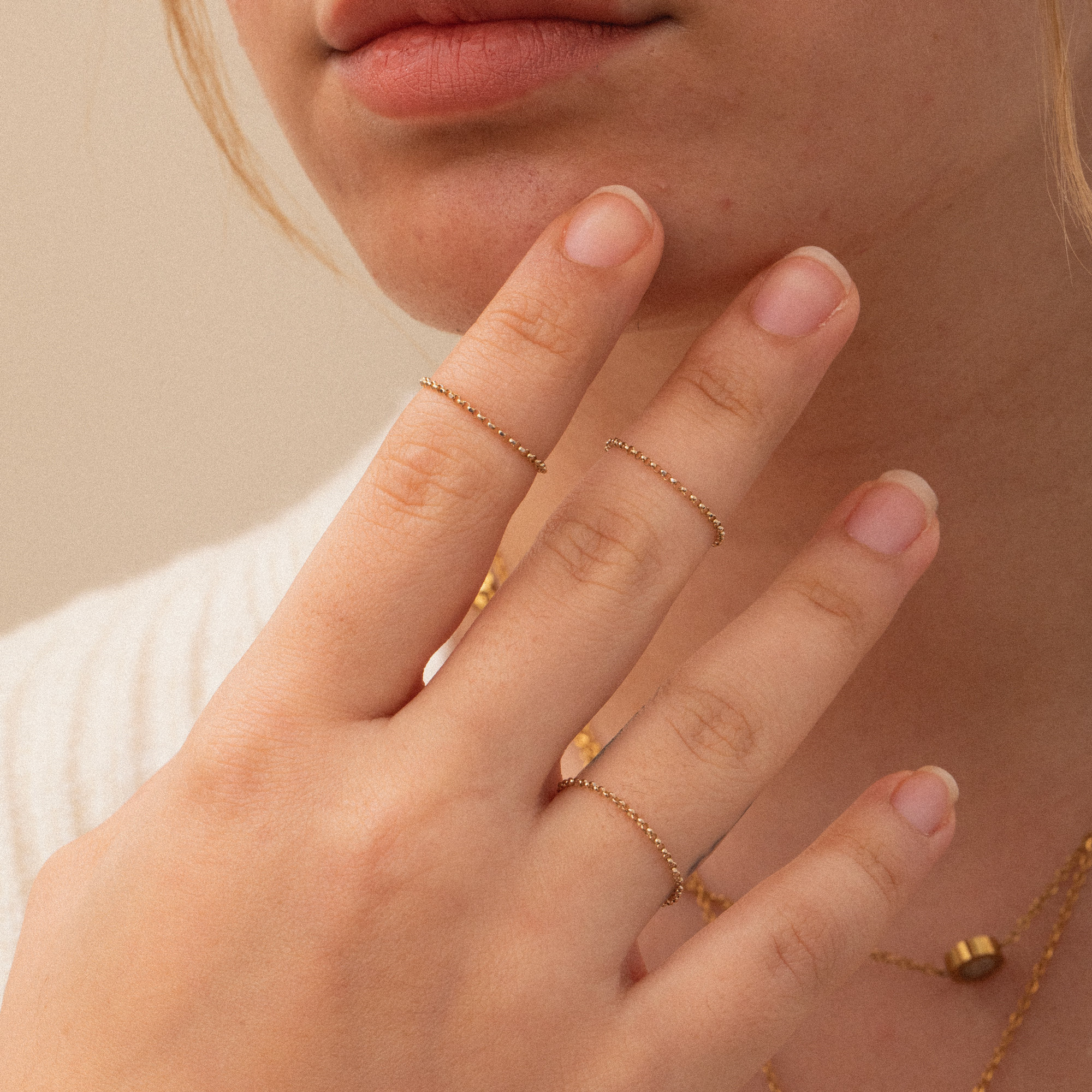 Gold Chain Cube Ring